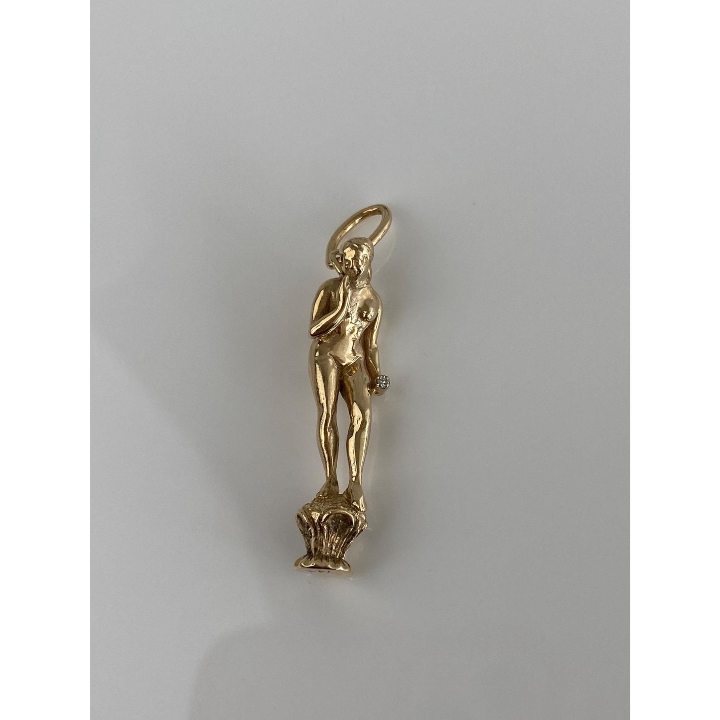 Vintage Solid 14k Yellow Gold Diamond Lady Statue Charm