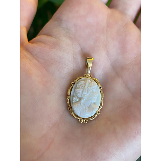 Vintage Solid 14k Yellow Gold Carved Opal Cameo Charm