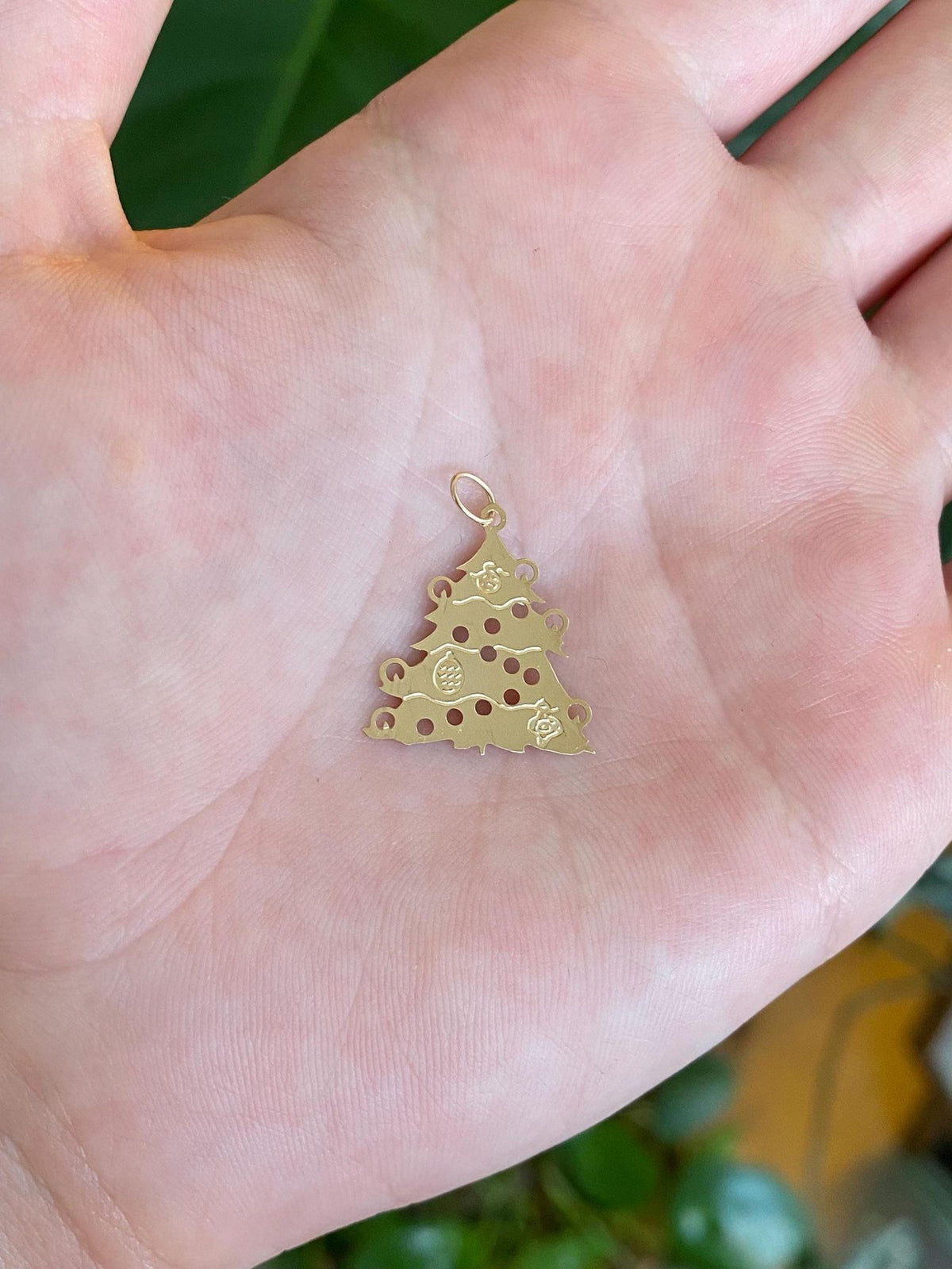 Vintage Solid 14k Yellow Gold Christmas Tree Charm