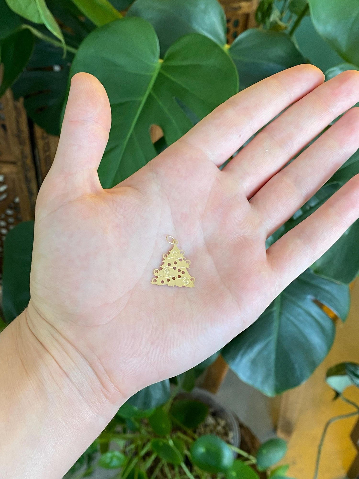 Vintage Solid 14k Yellow Gold Christmas Tree Charm