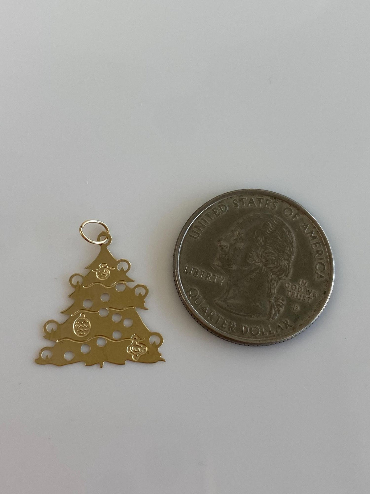 Vintage Solid 14k Yellow Gold Christmas Tree Charm