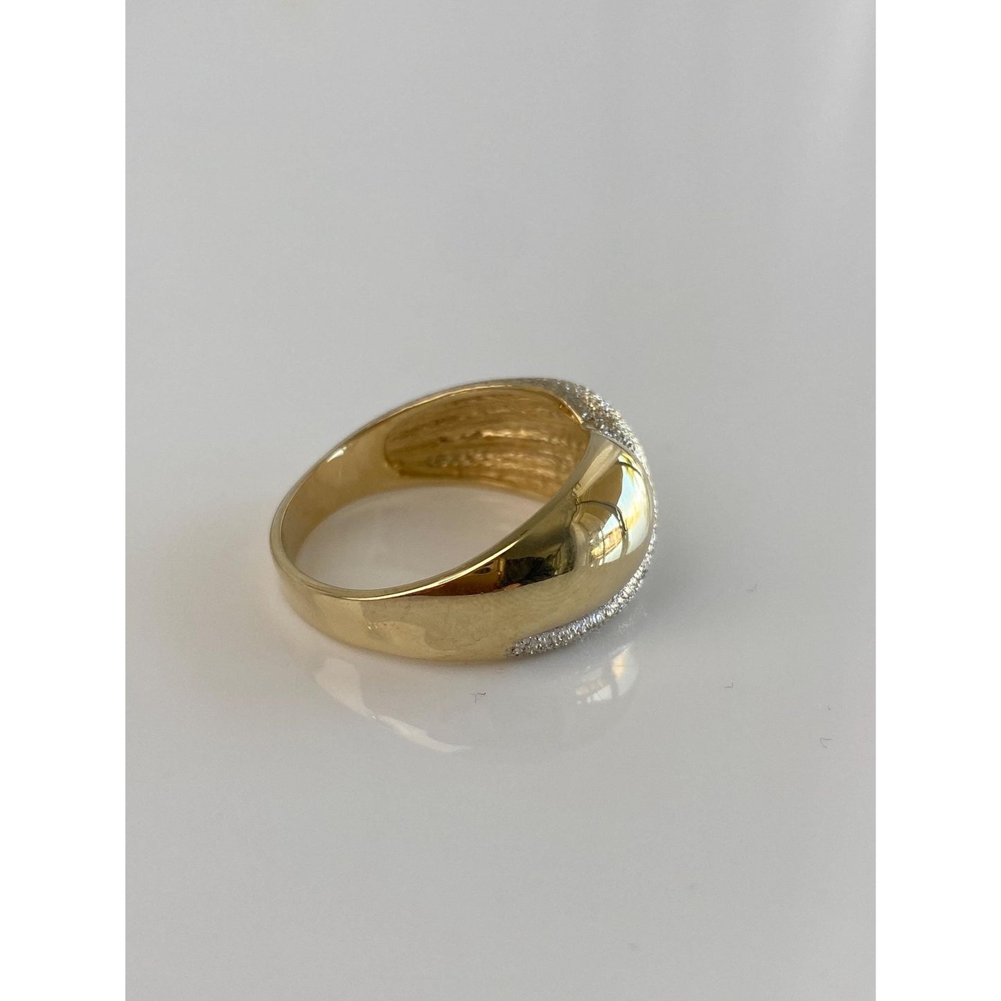 Vintage Solid 14k White & Yellow Gold Satin Shiny Twist Ring Band - Size 10
