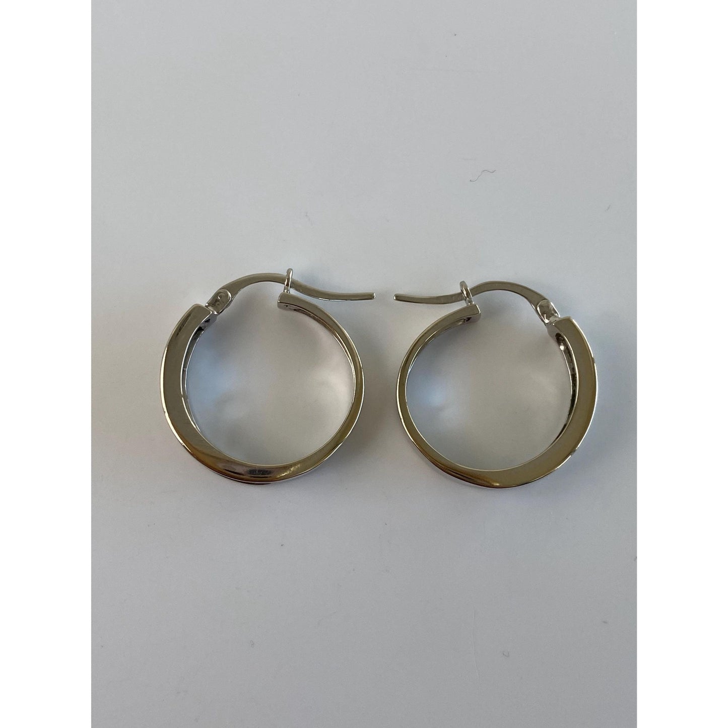 Vintage Solid 10k White Gold Diamond Hoop Earrings