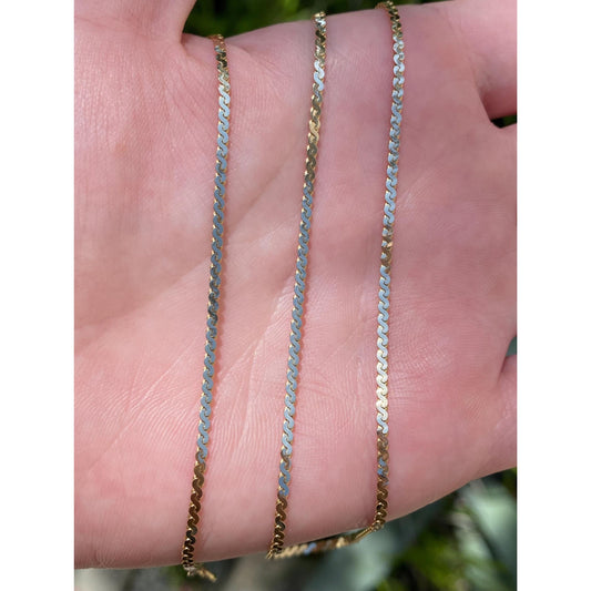 Vintage Solid 14k Yellow Gold Chunky Serpentine Chain Necklace - 20 inches