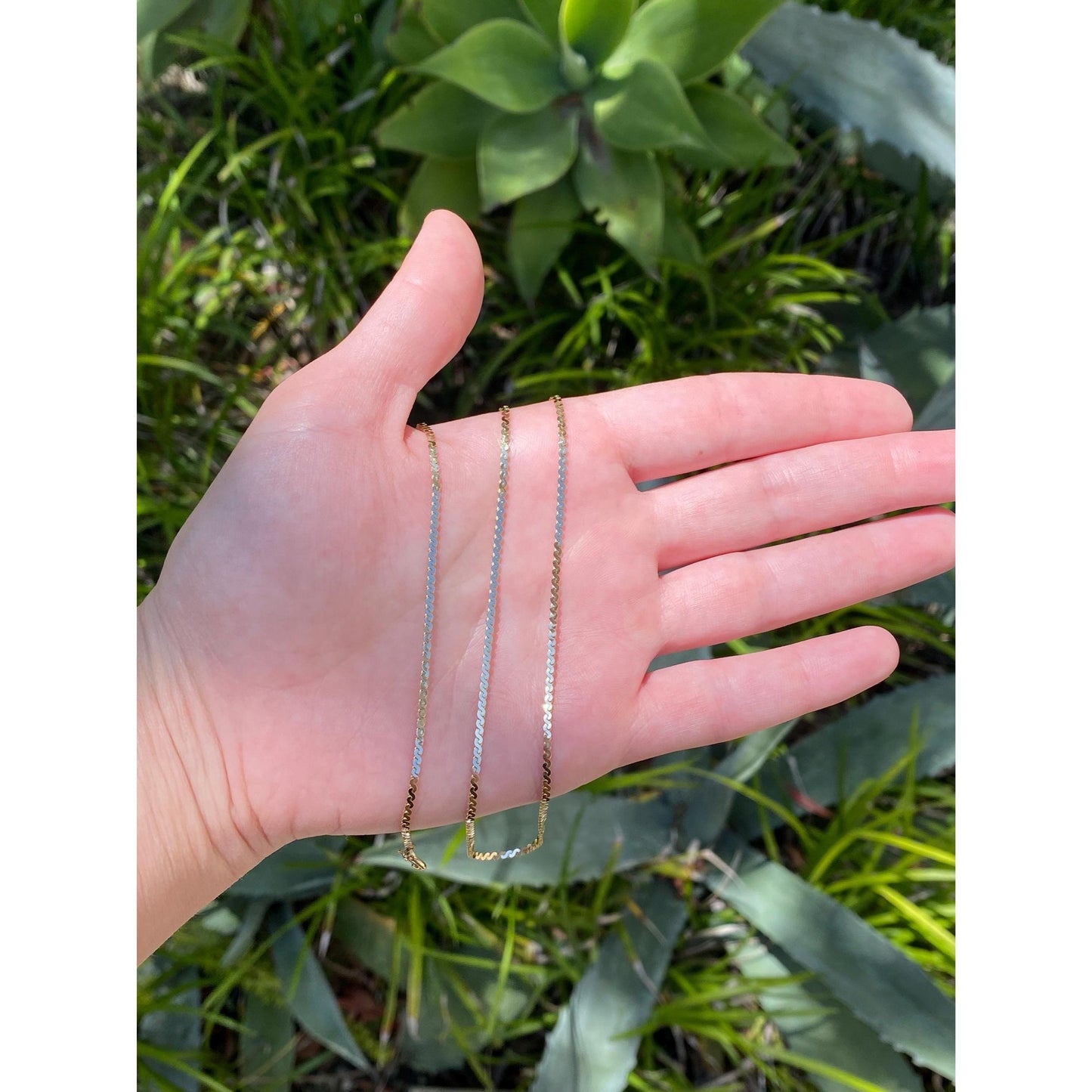 Vintage Solid 14k Yellow Gold Chunky Serpentine Chain Necklace - 20 inches