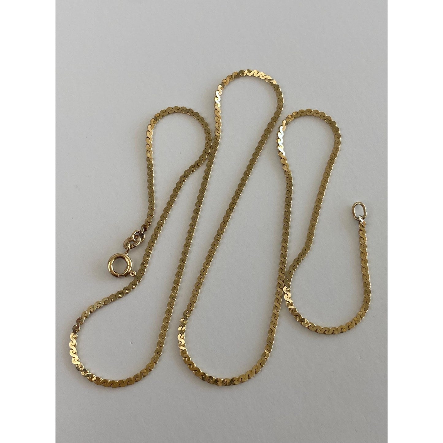 Vintage Solid 14k Yellow Gold Chunky Serpentine Chain Necklace - 20 inches