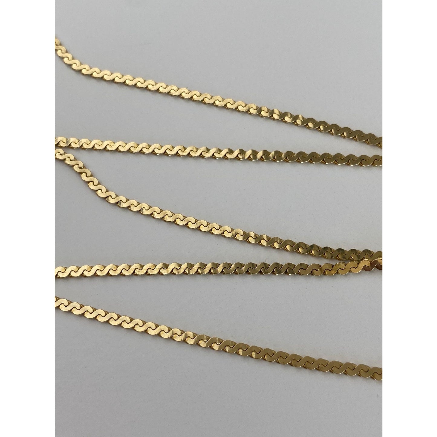 Vintage Solid 14k Yellow Gold Chunky Serpentine Chain Necklace - 20 inches