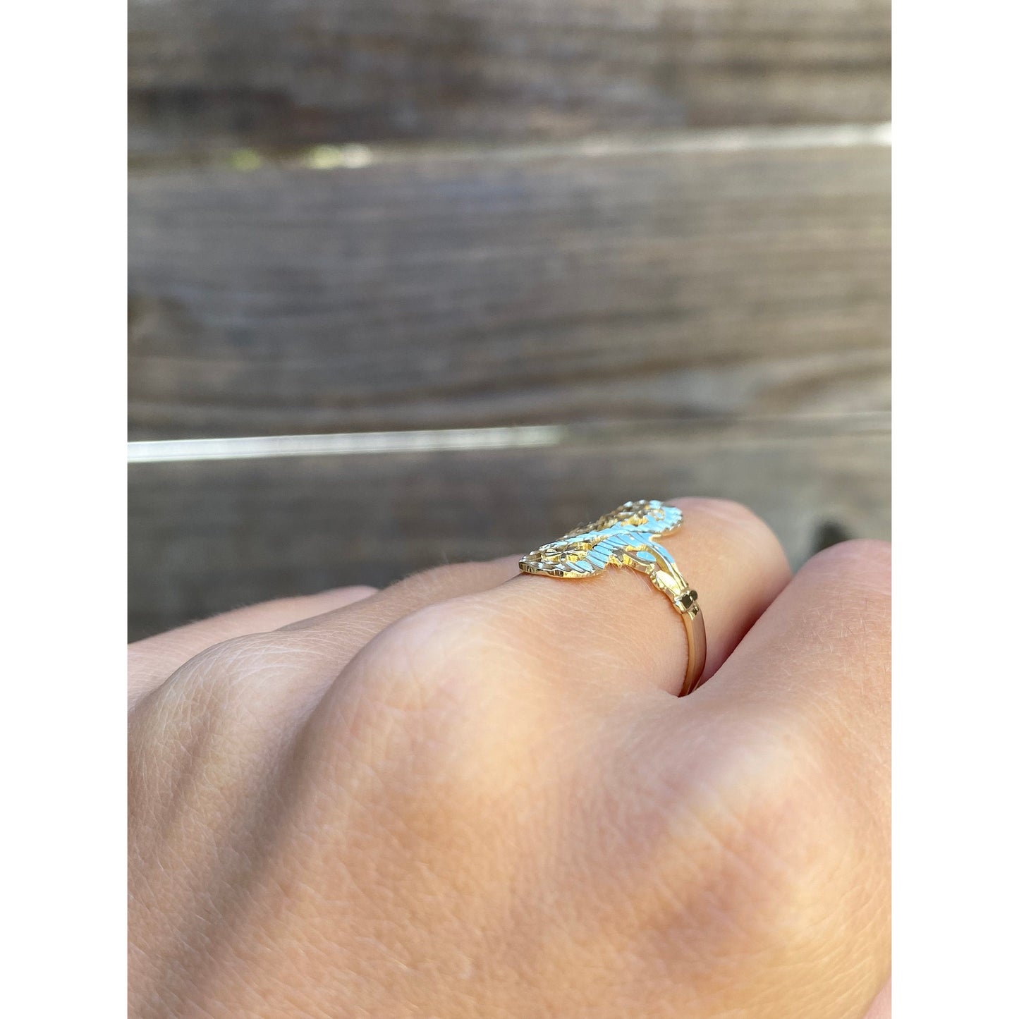 Vintage Solid 14k Yellow Gold Diamond Cut Ring - Size 6.25