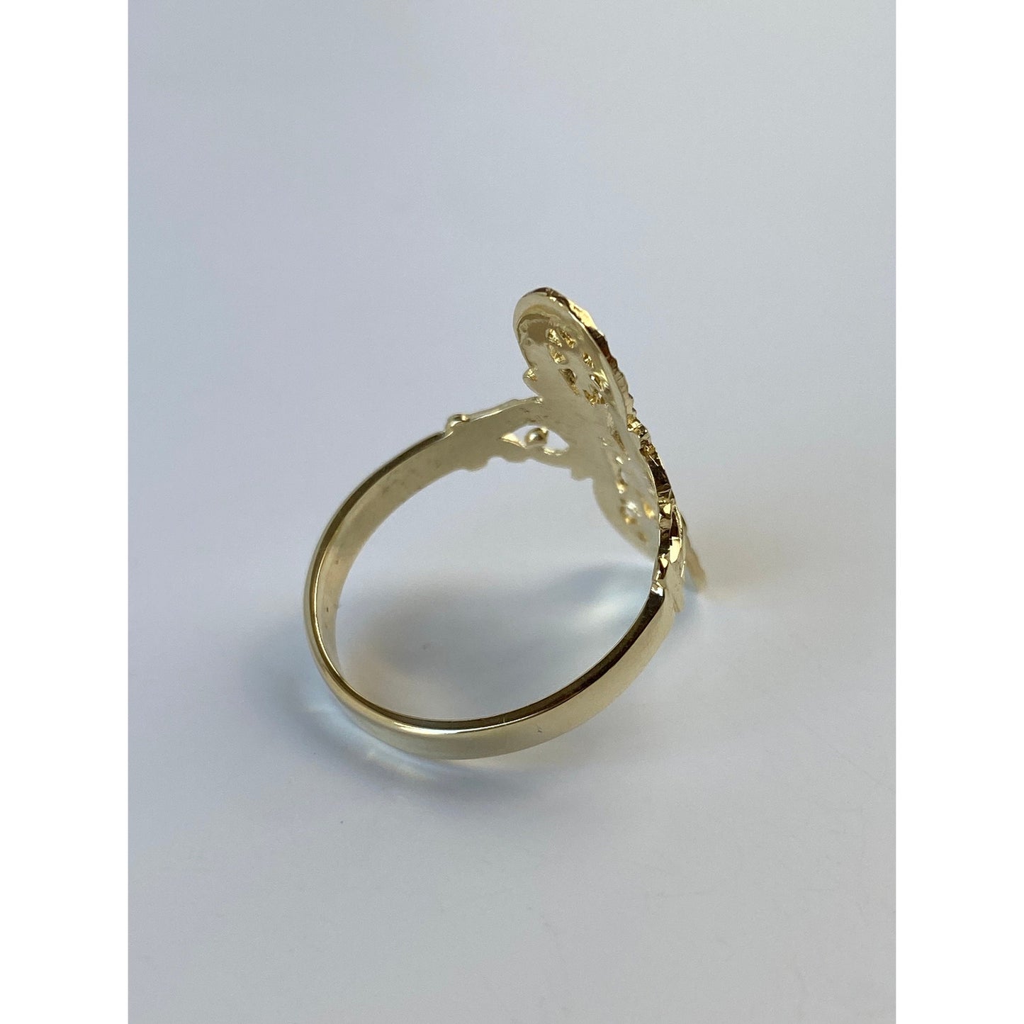 Vintage Solid 14k Yellow Gold Diamond Cut Ring - Size 6.25