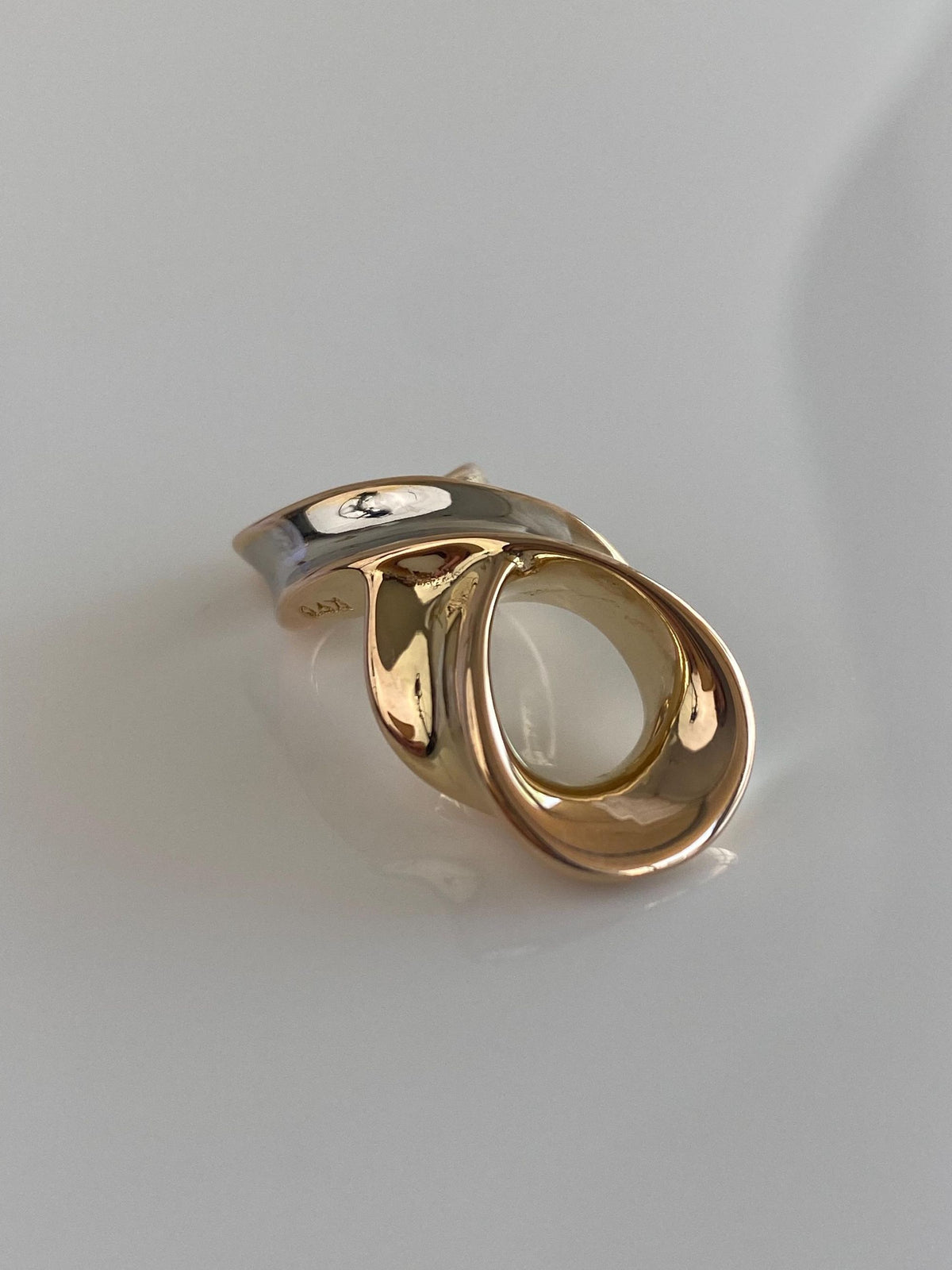 Vintage 14k White & Yellow Gold Twist Slide Charm