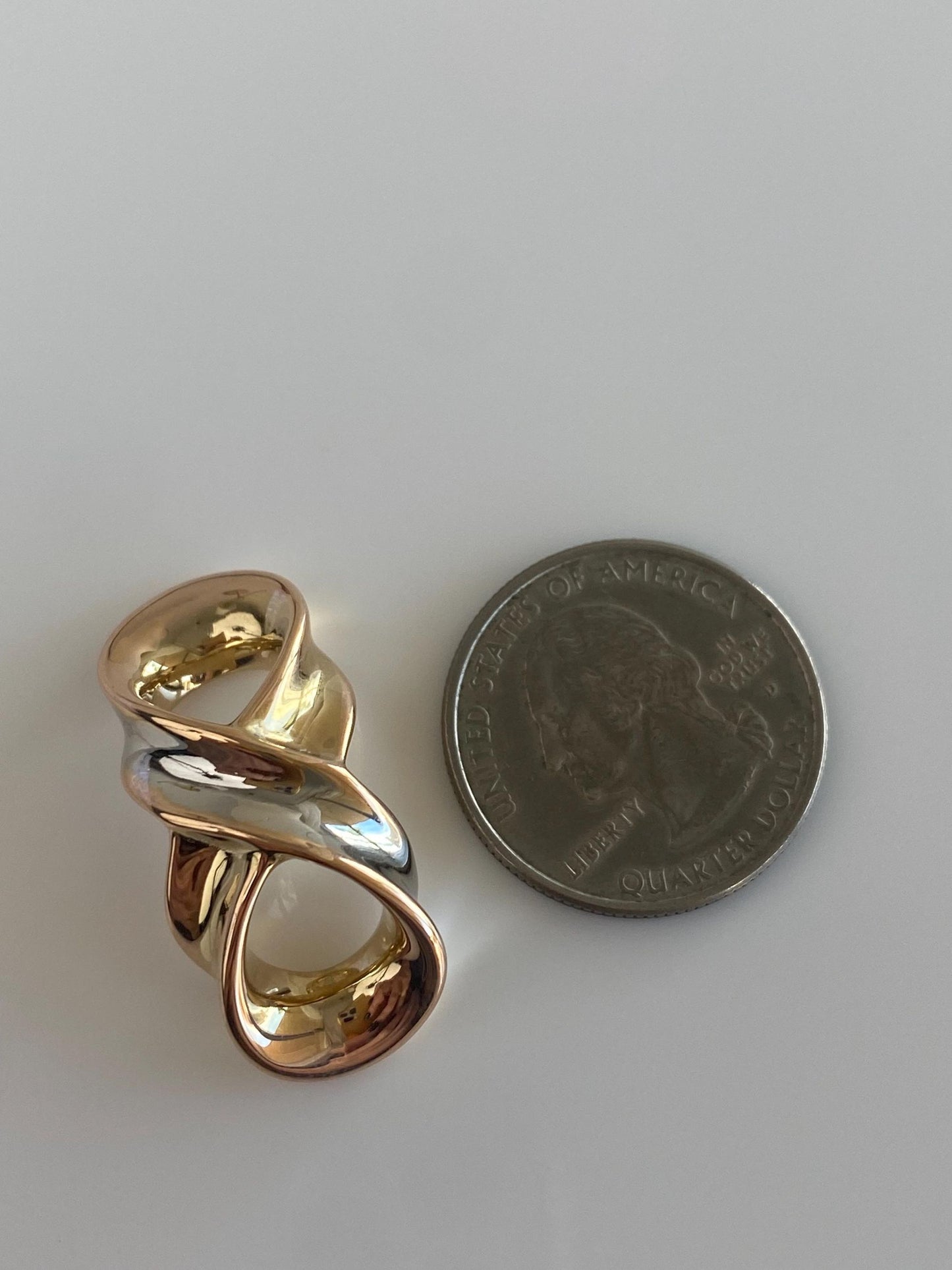 Vintage 14k White & Yellow Gold Twist Slide Charm