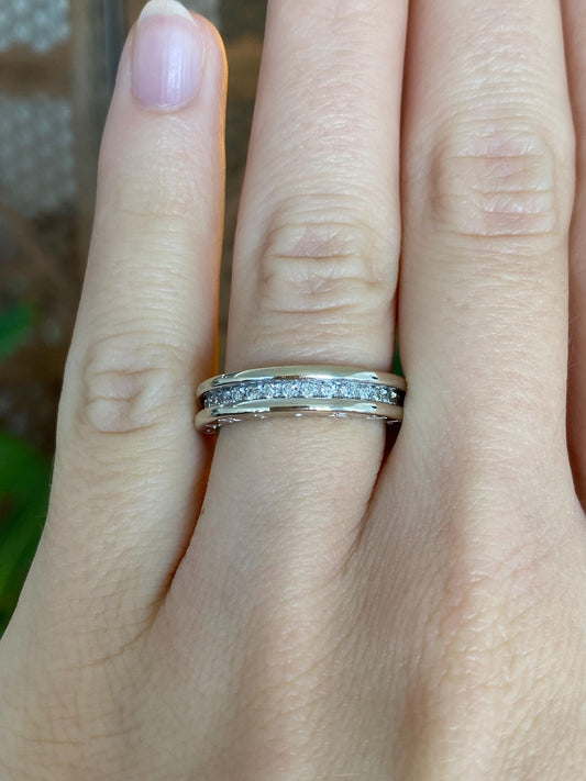 Vintage Solid 18k White Gold Bvlgari B.zero1 Diamond Ring Band - Size 5.5