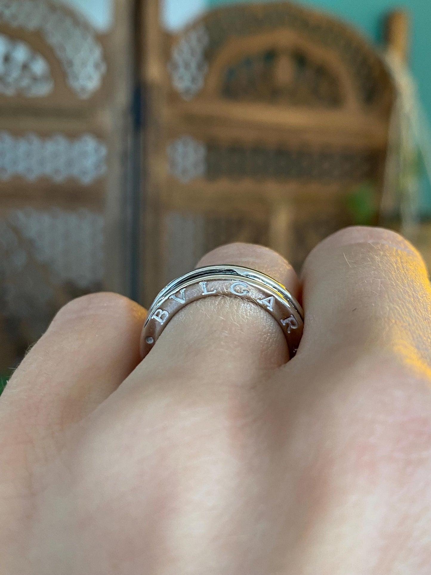 Vintage Solid 18k White Gold Bvlgari B.zero1 Diamond Ring Band - Size 5.5