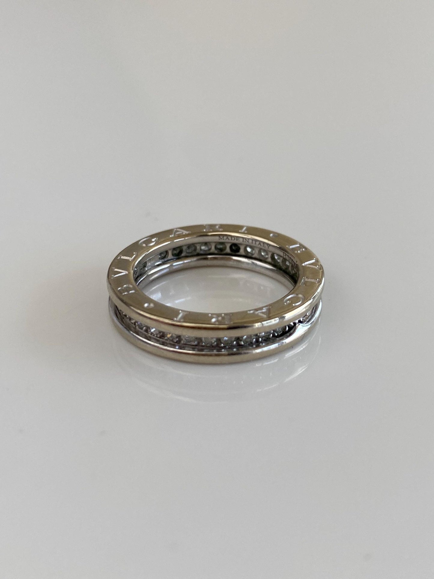 Vintage Solid 18k White Gold Bvlgari B.zero1 Diamond Ring Band - Size 5.5