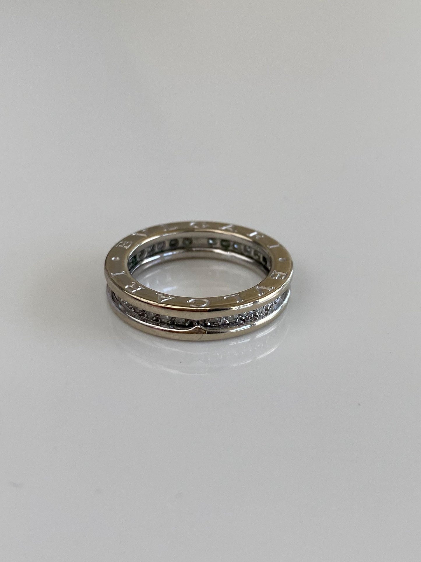 Vintage Solid 18k White Gold Bvlgari B.zero1 Diamond Ring Band - Size 5.5