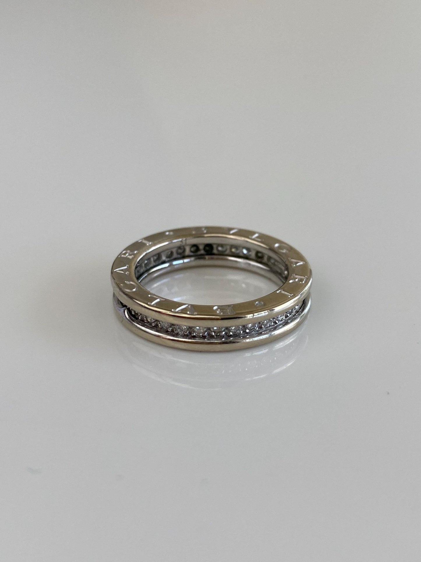 Vintage Solid 18k White Gold Bvlgari B.zero1 Diamond Ring Band - Size 5.5