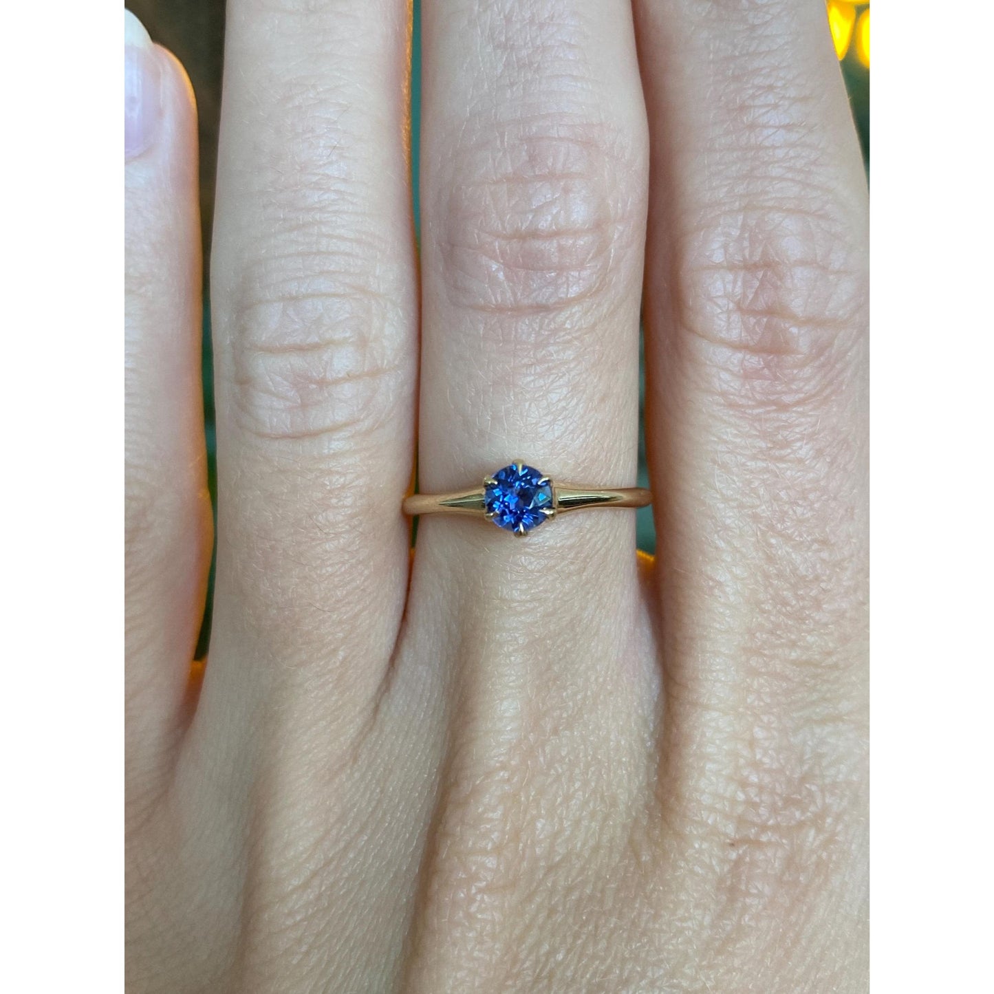 Solid 14k Yellow Gold Sapphire Ring - Size 6.75