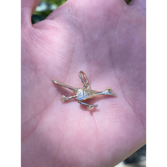 Vintage Solid 14k Yellow Gold Roadrunner Charm