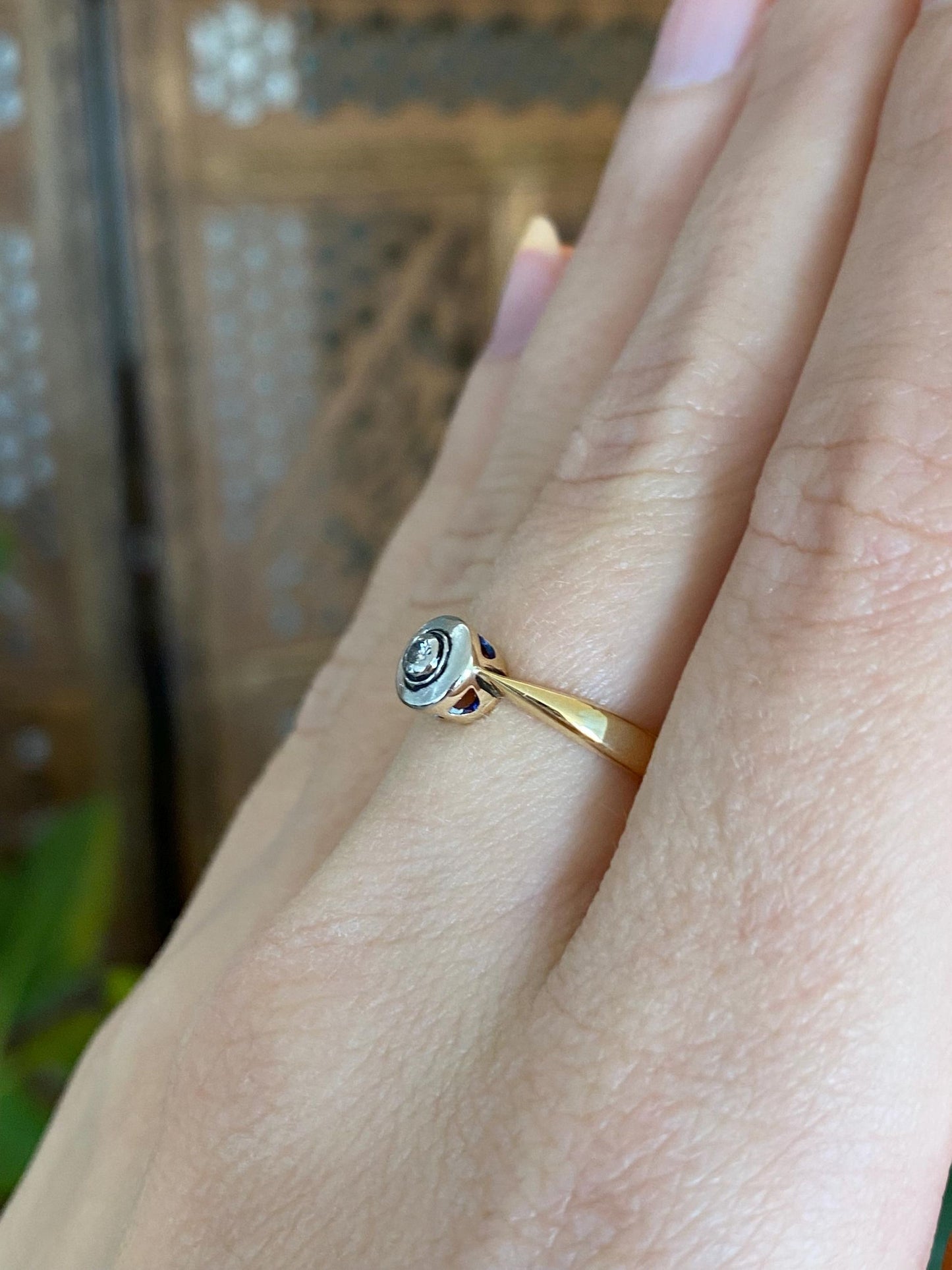 Vintage Solid 14k White & Yellow Gold Diamond Ring - Size 5.5