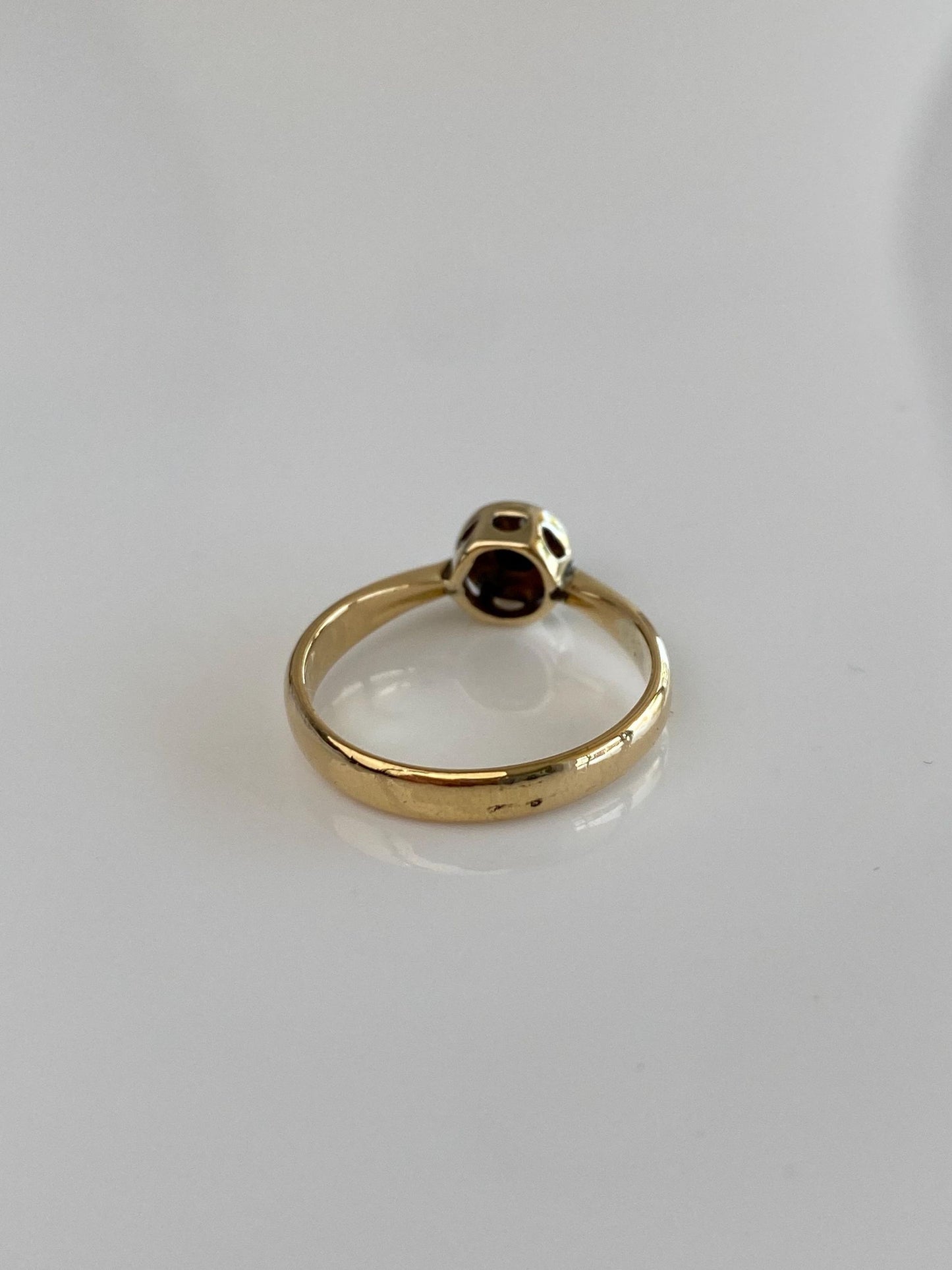 Vintage Solid 14k White & Yellow Gold Diamond Ring - Size 5.5