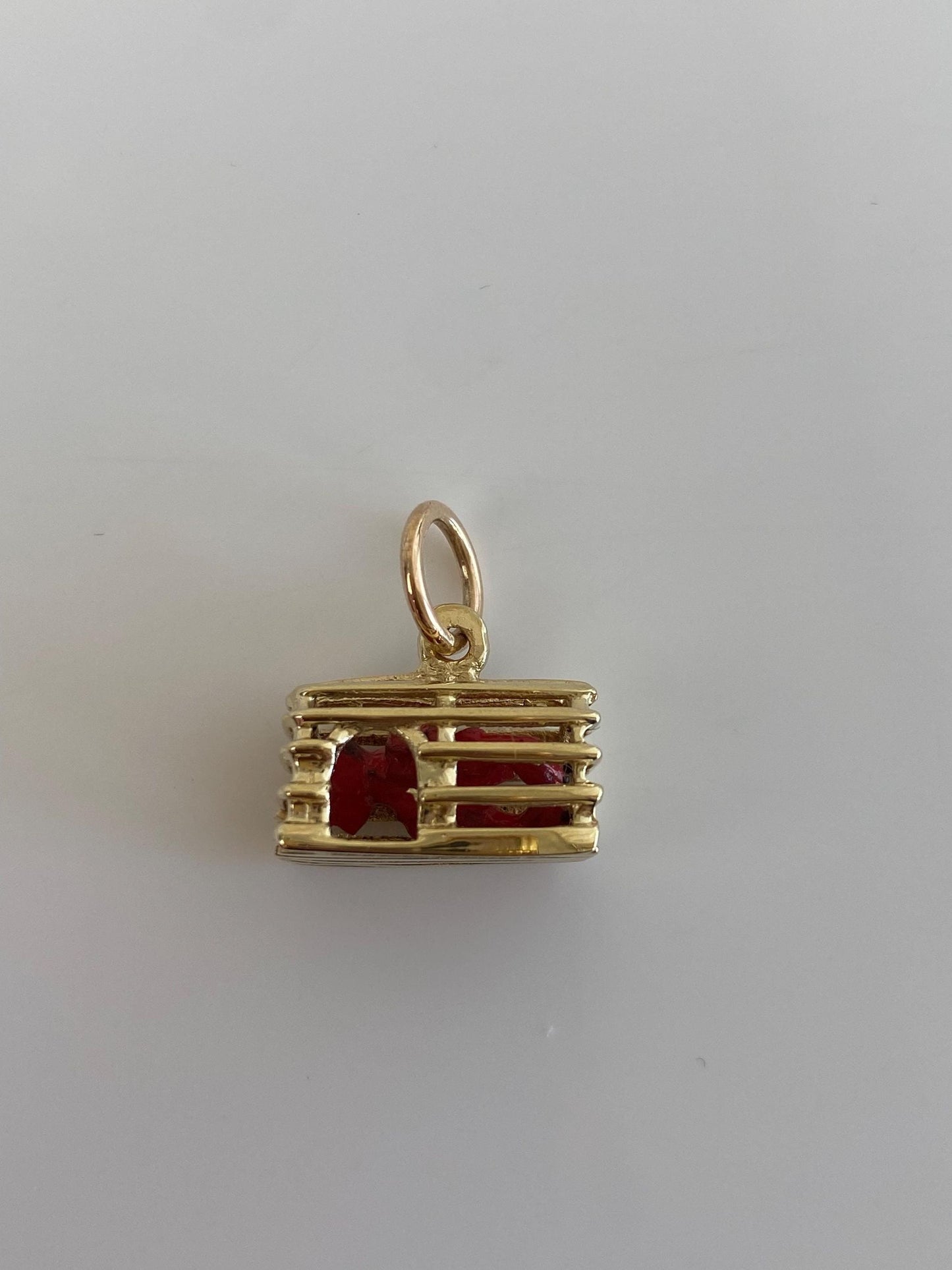 Vintage Solid 14k Yellow Gold Enamel Lobster in Lobster Trap Charm