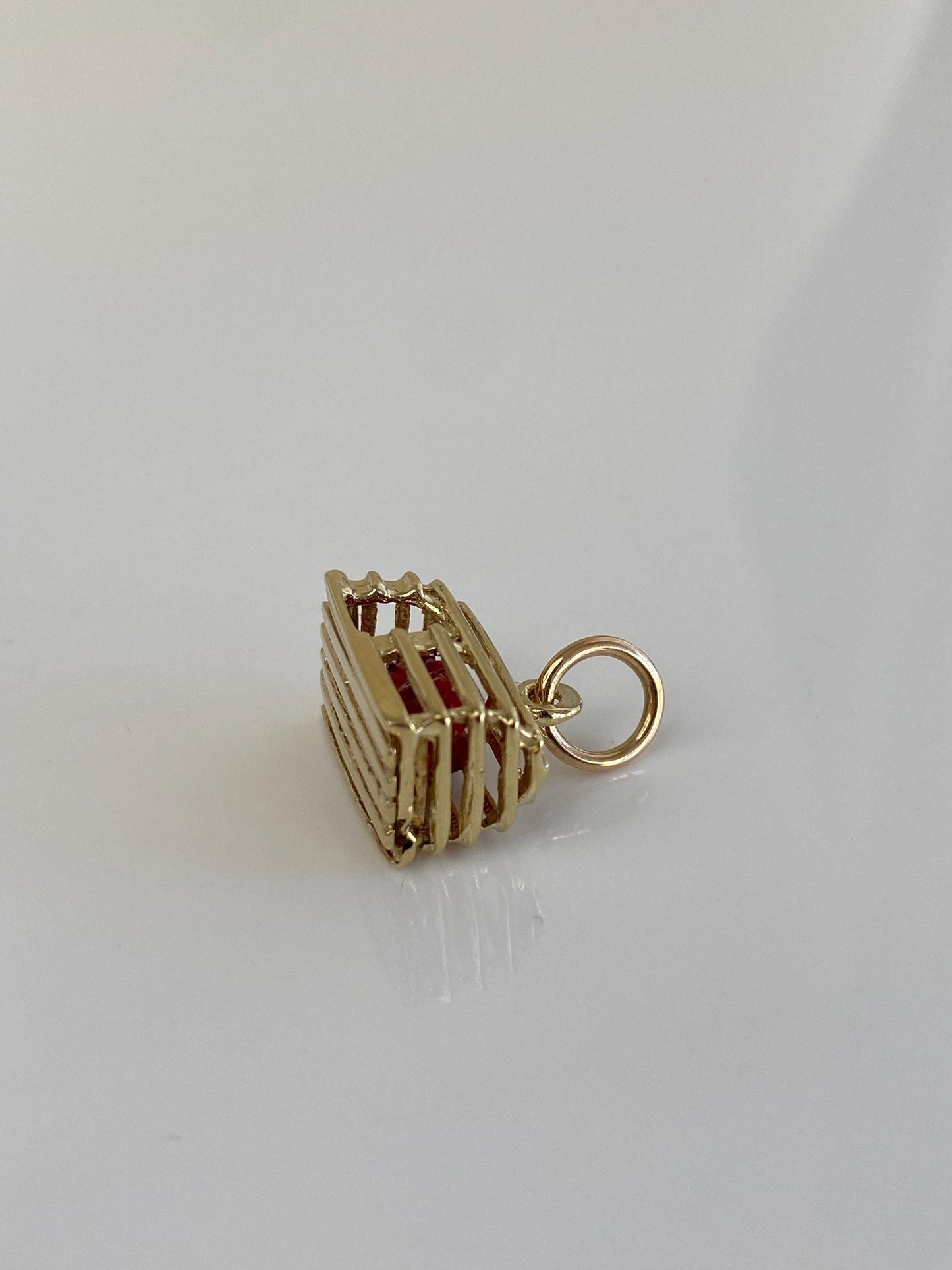 Vintage Solid 14k Yellow Gold Enamel Lobster in Lobster Trap Charm