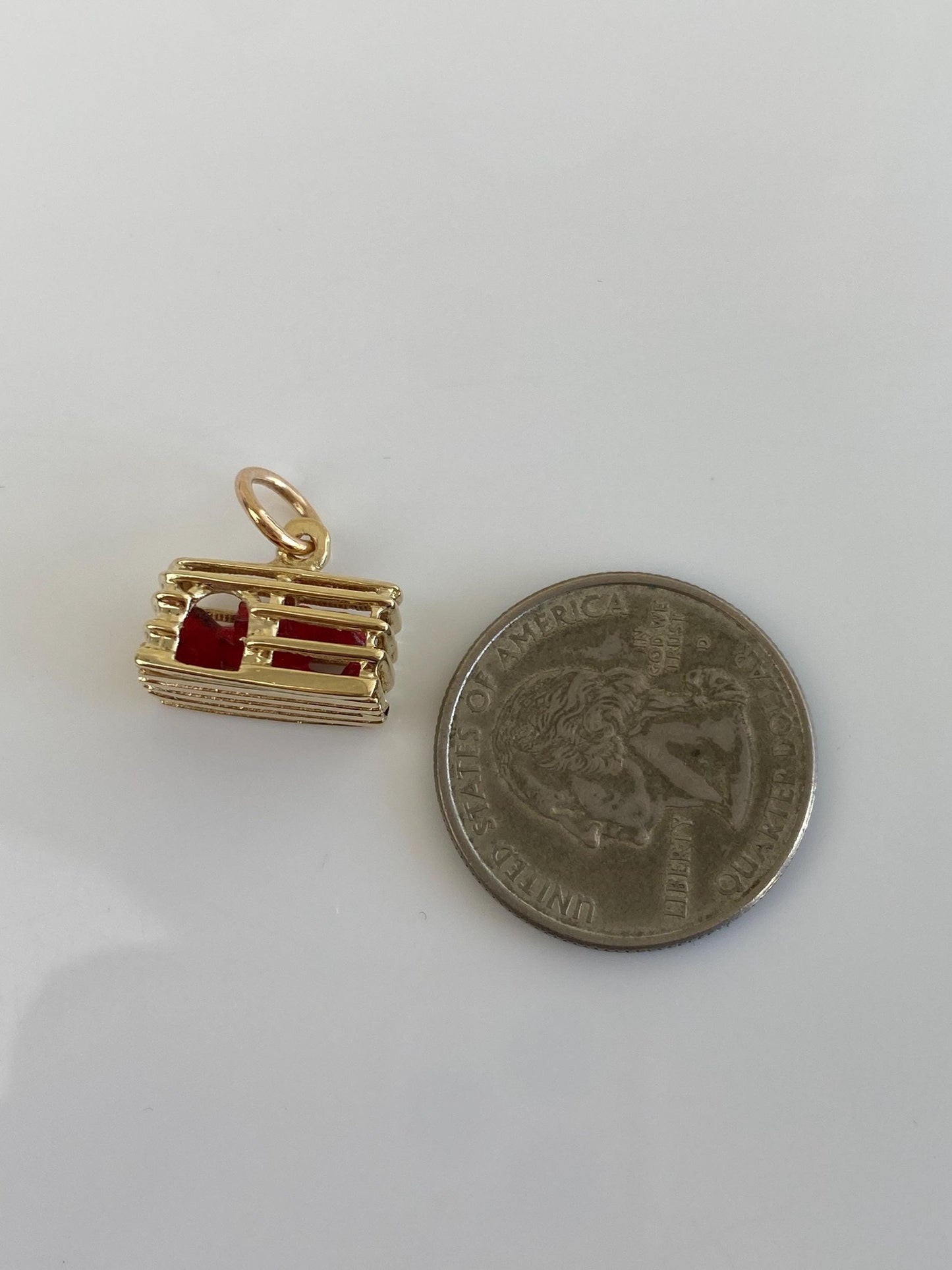Vintage Solid 14k Yellow Gold Enamel Lobster in Lobster Trap Charm