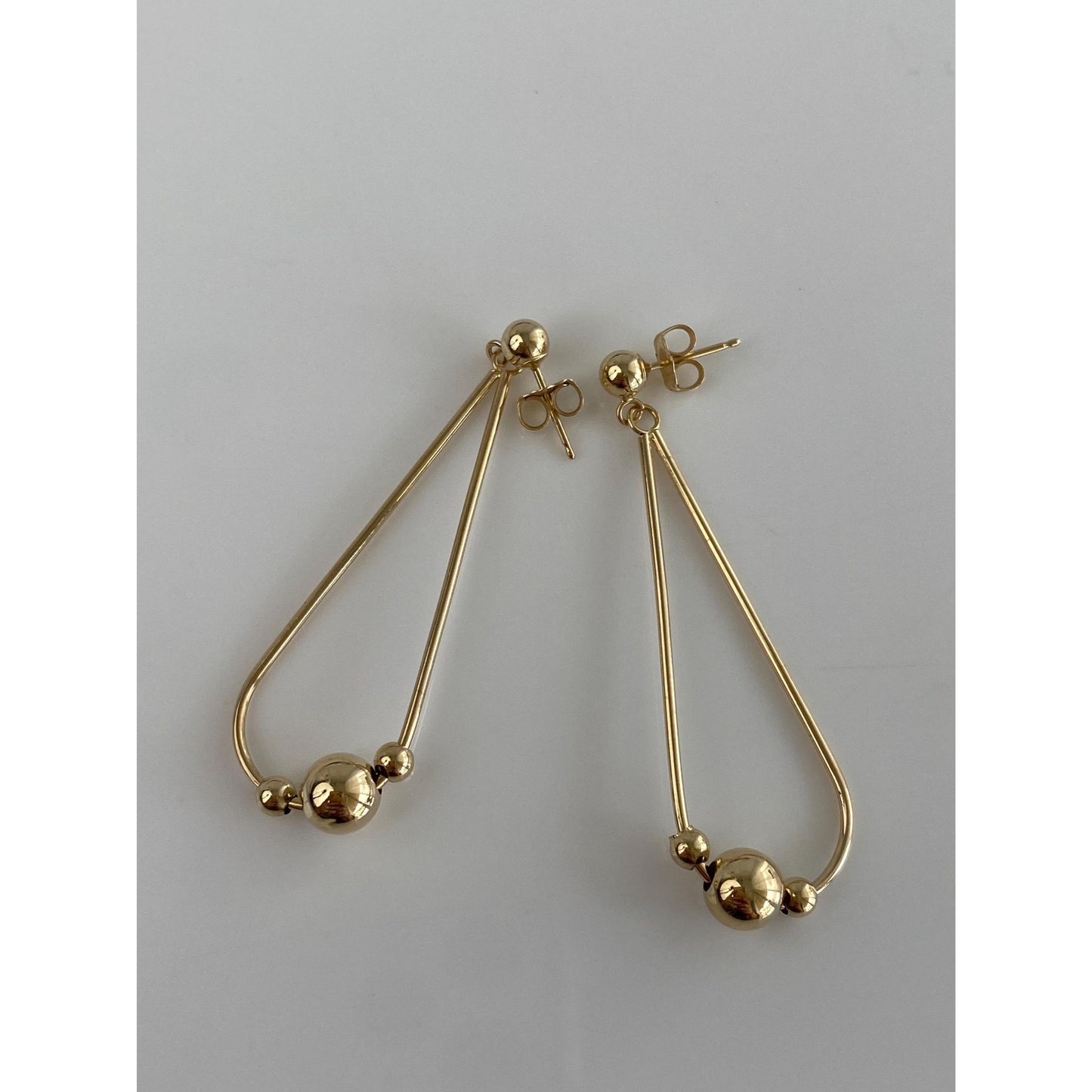 Vintage 14k Yellow Gold Teardrop Ball Dangle Stud Earrings