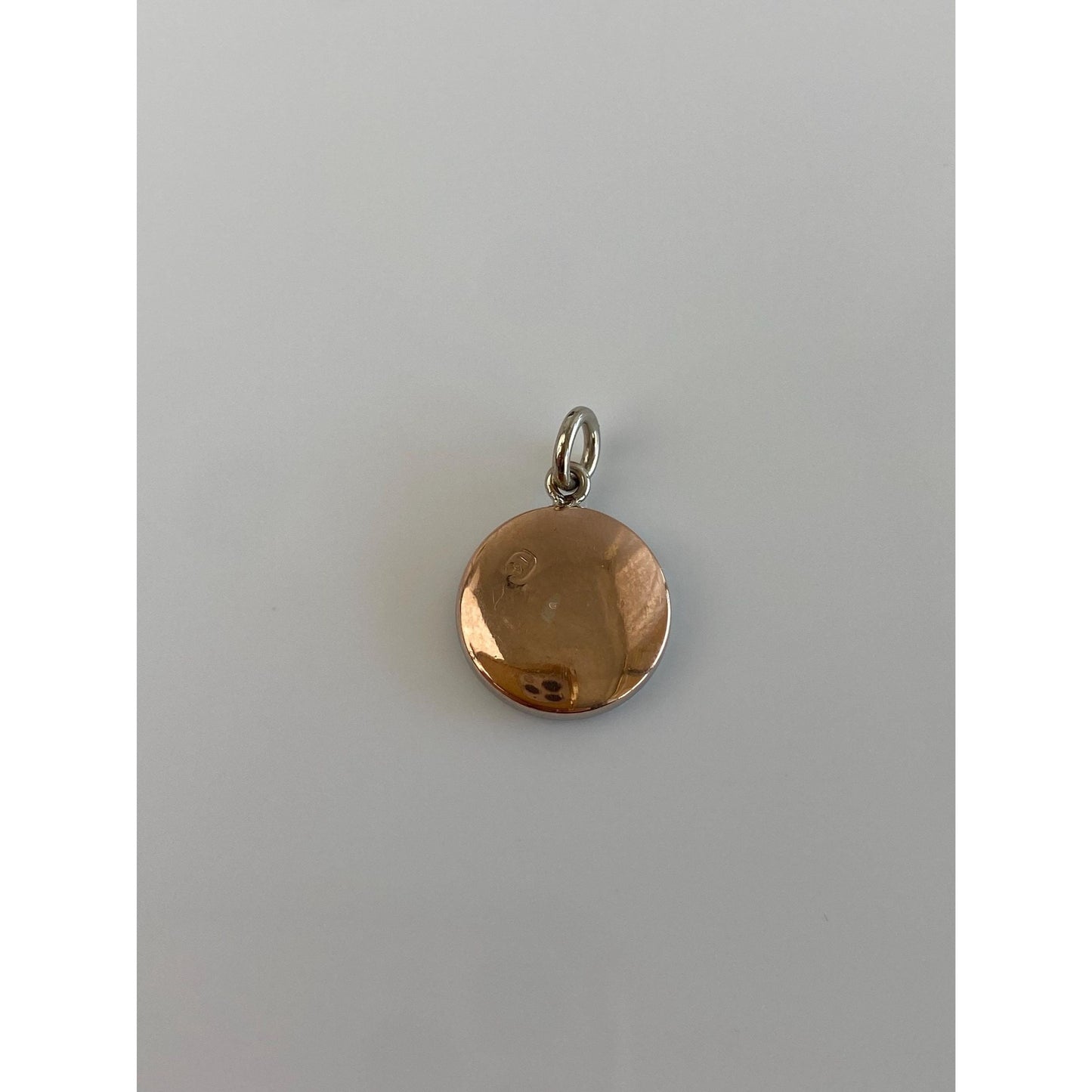 Vintage 14k Rose Gold & Platinum Mother Of Pearl Button Cufflink Conversion Charm