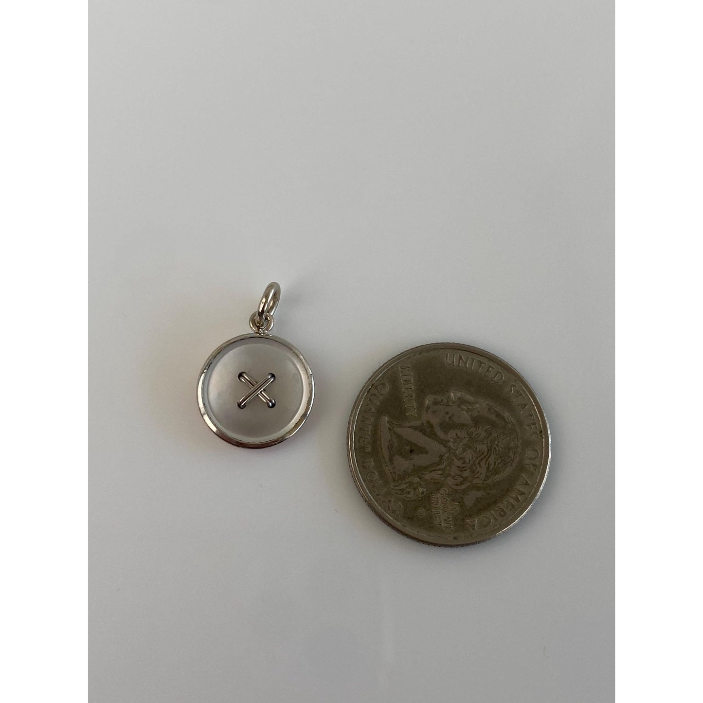 Vintage 14k Rose Gold & Platinum Mother Of Pearl Button Cufflink Conversion Charm