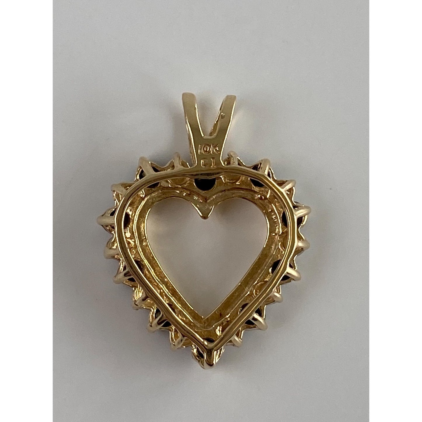 Vintage Solid 10k Yellow Gold Dark Blue Spinel Diamond Heart Charm