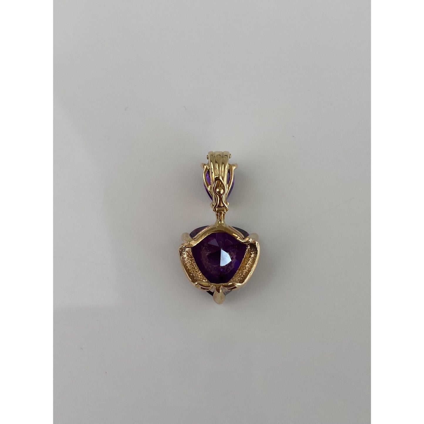 Vintage Solid 14k Yellow Gold Amethyst Heart Charm
