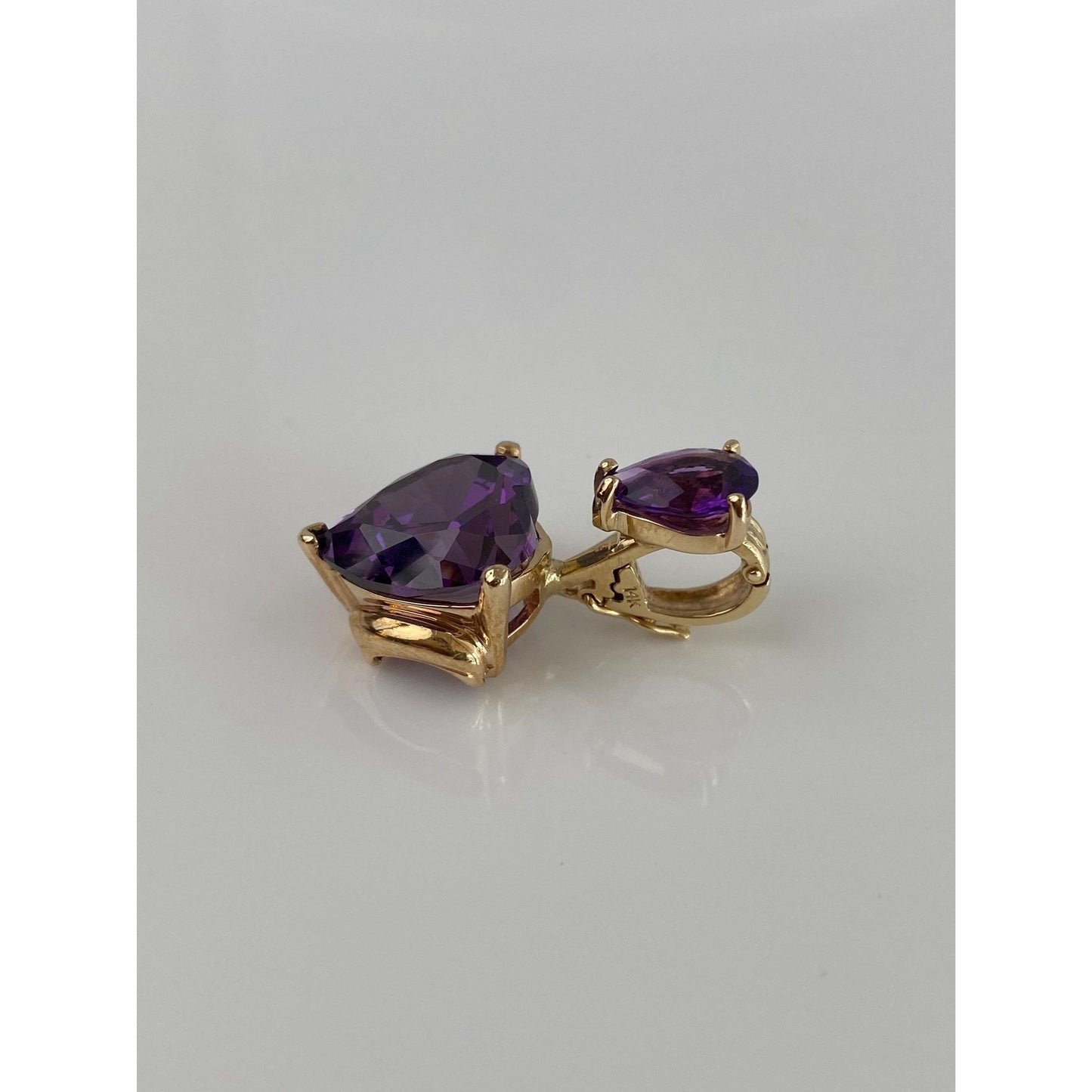 Vintage Solid 14k Yellow Gold Amethyst Heart Charm