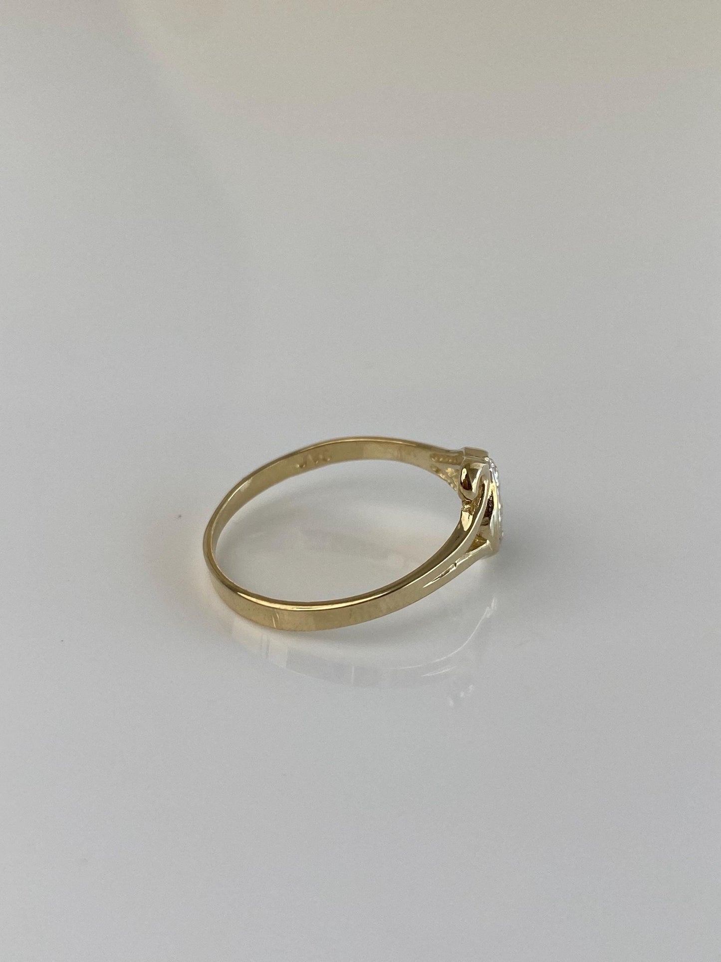 Vintage Solid 14k White & Yellow Gold Diamond Ring - Size 6.75