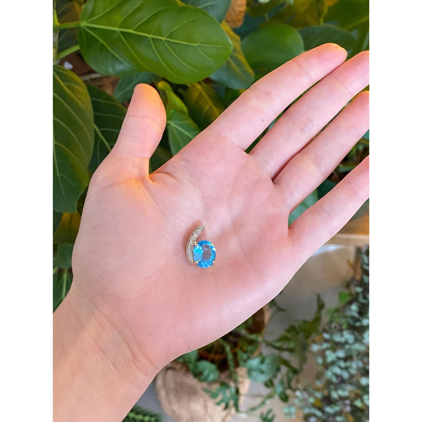 Vintage Solid 10k White & Yellow Gold Diamond Topaz Charm