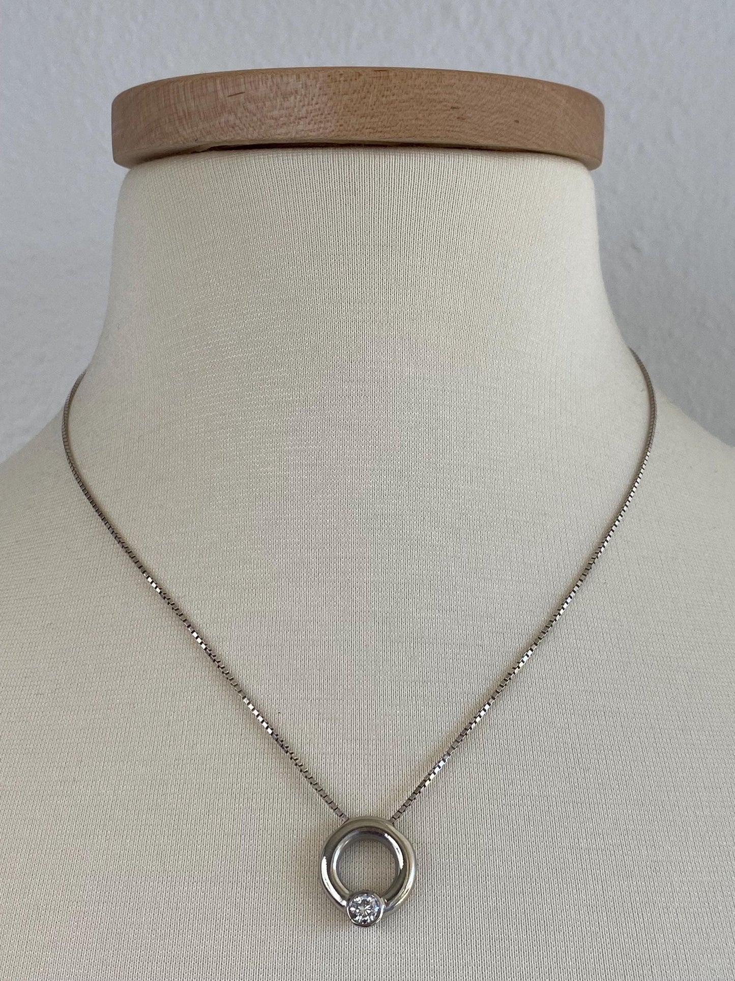 Vintage Solid 14k White Gold Diamond Charm Box Chain Necklace - 18.75 inches