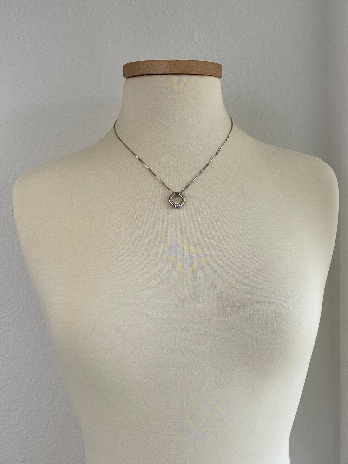 Vintage Solid 14k White Gold Diamond Charm Box Chain Necklace - 18.75 inches