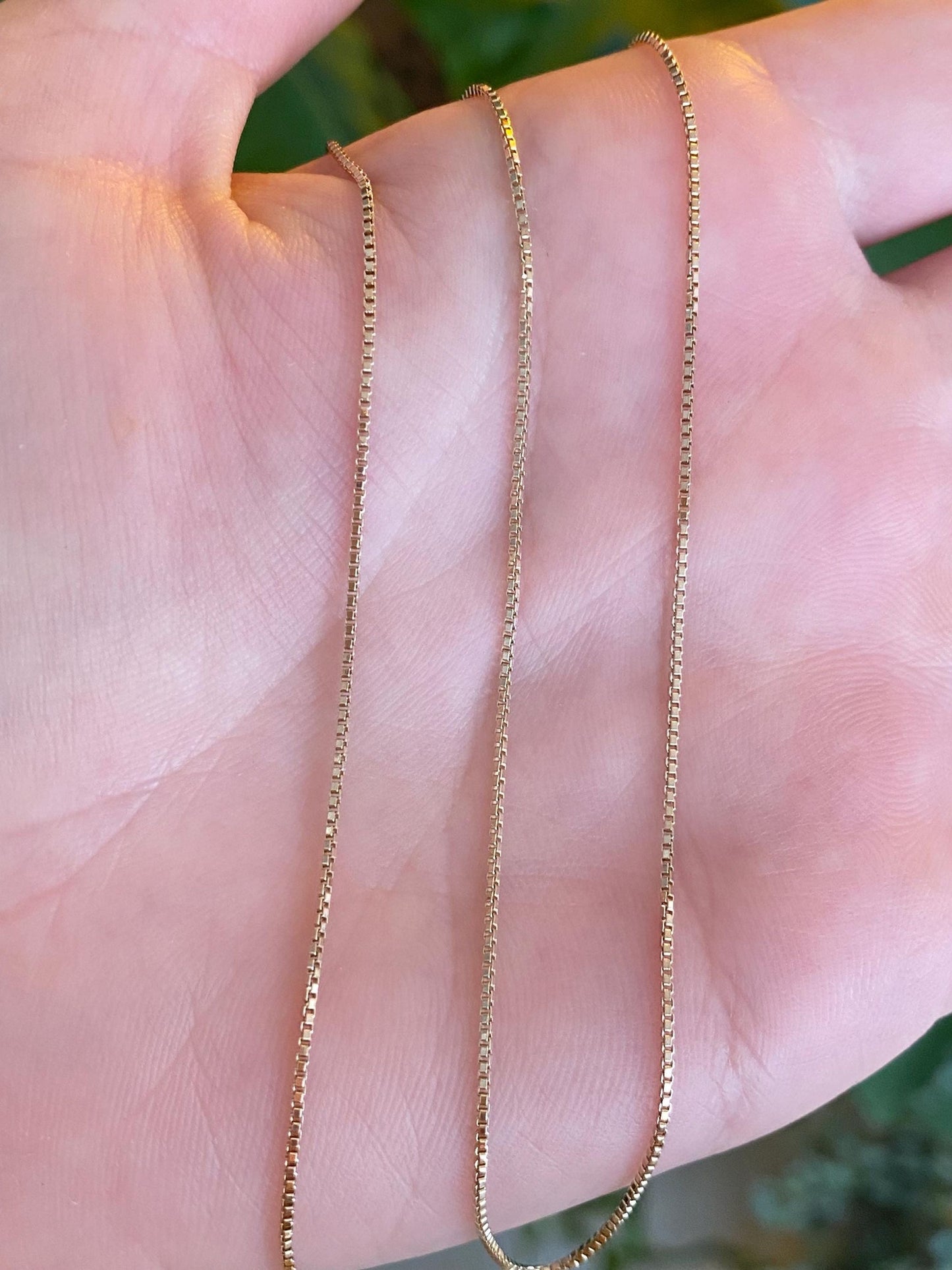 Vintage Solid 10k Yellow Gold Box Chain Necklace - 15.5 inches