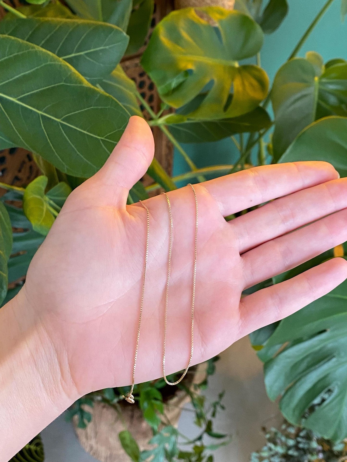 Vintage Solid 10k Yellow Gold Box Chain Necklace - 15.5 inches