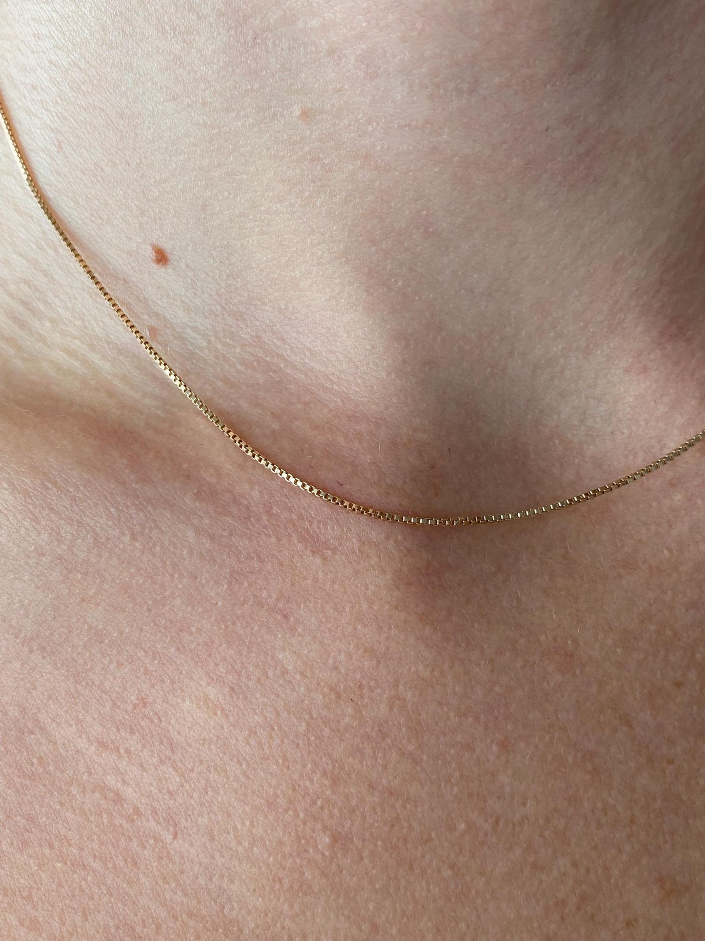 Vintage Solid 10k Yellow Gold Box Chain Necklace - 15.5 inches