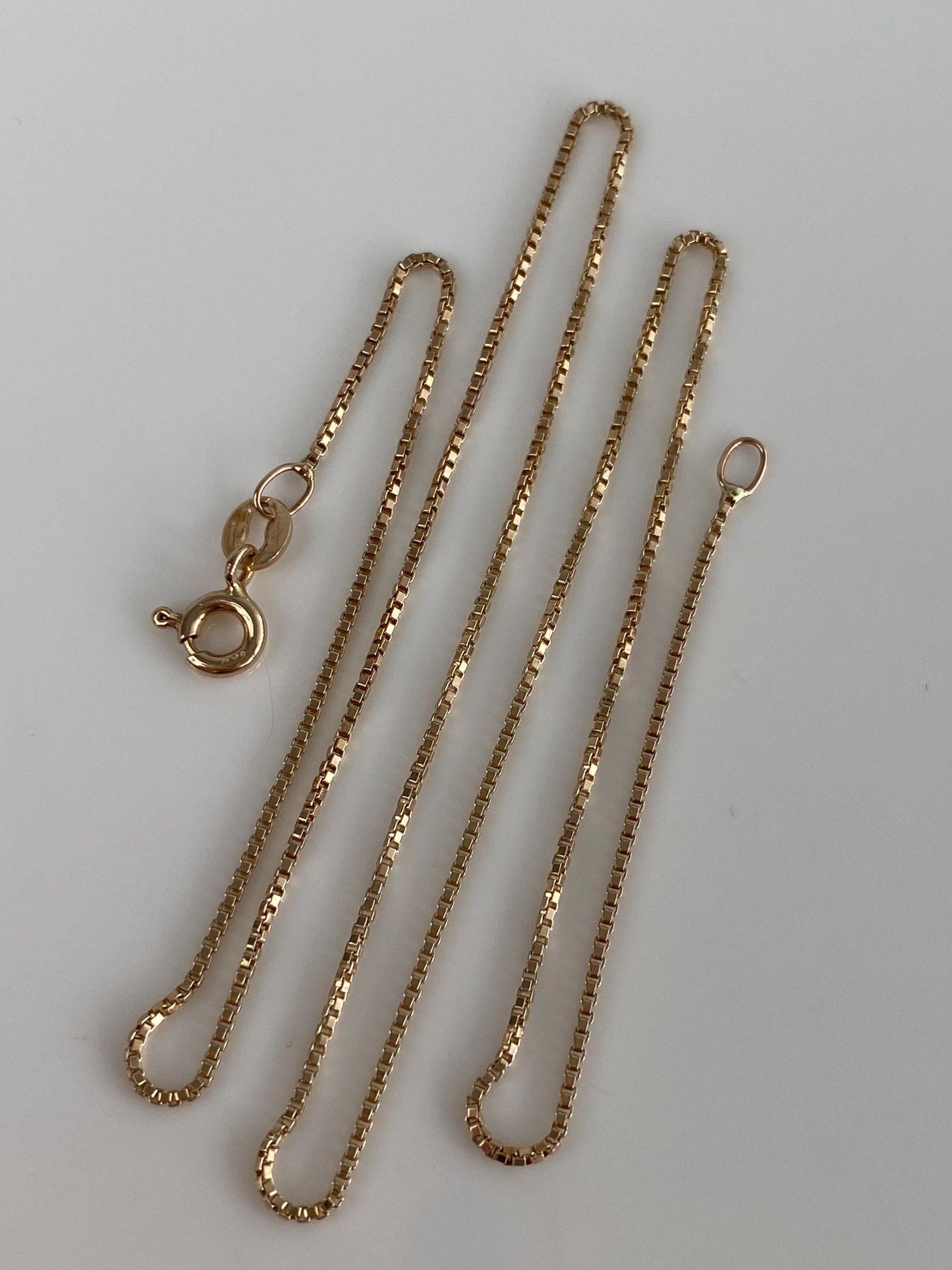 Vintage Solid 10k Yellow Gold Box Chain Necklace - 15.5 inches