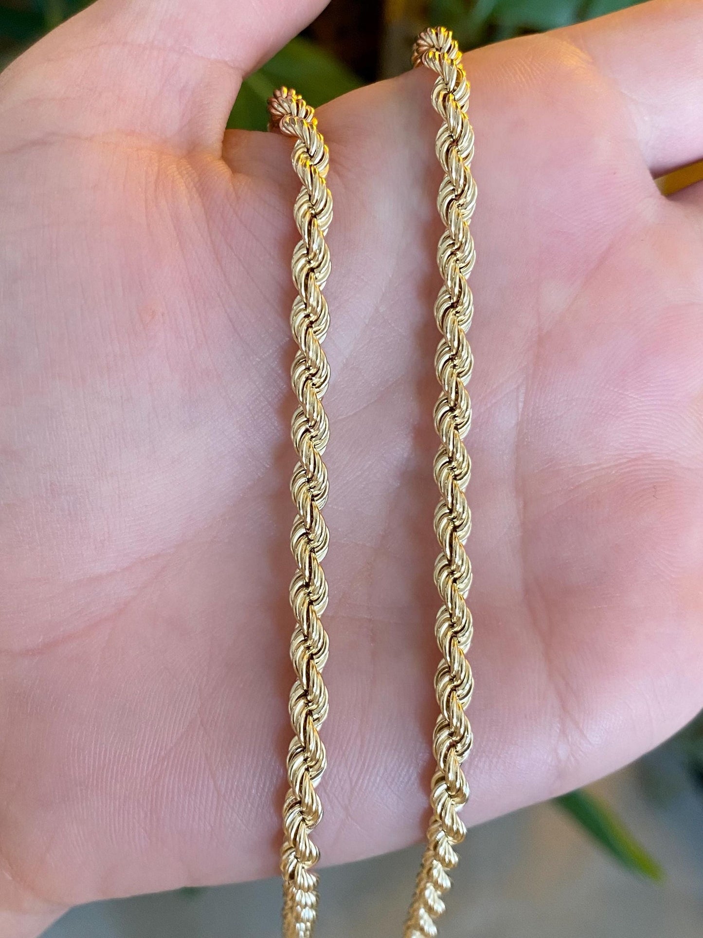 Vintage 14k Yellow Gold Rope Chain Necklace - 16.25 inches