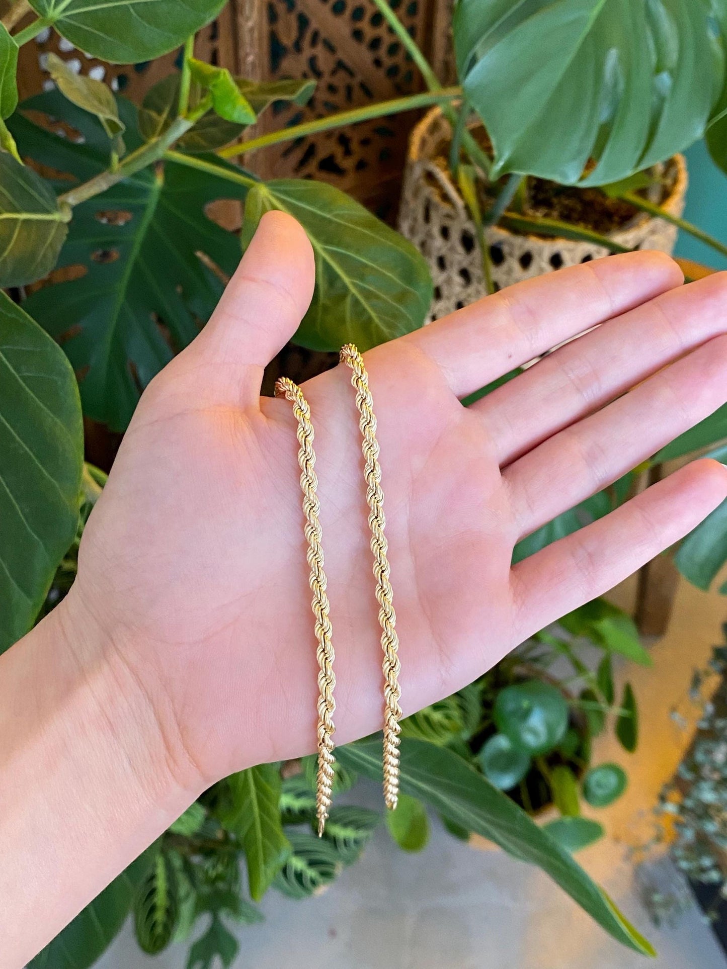 Vintage 14k Yellow Gold Rope Chain Necklace - 16.25 inches