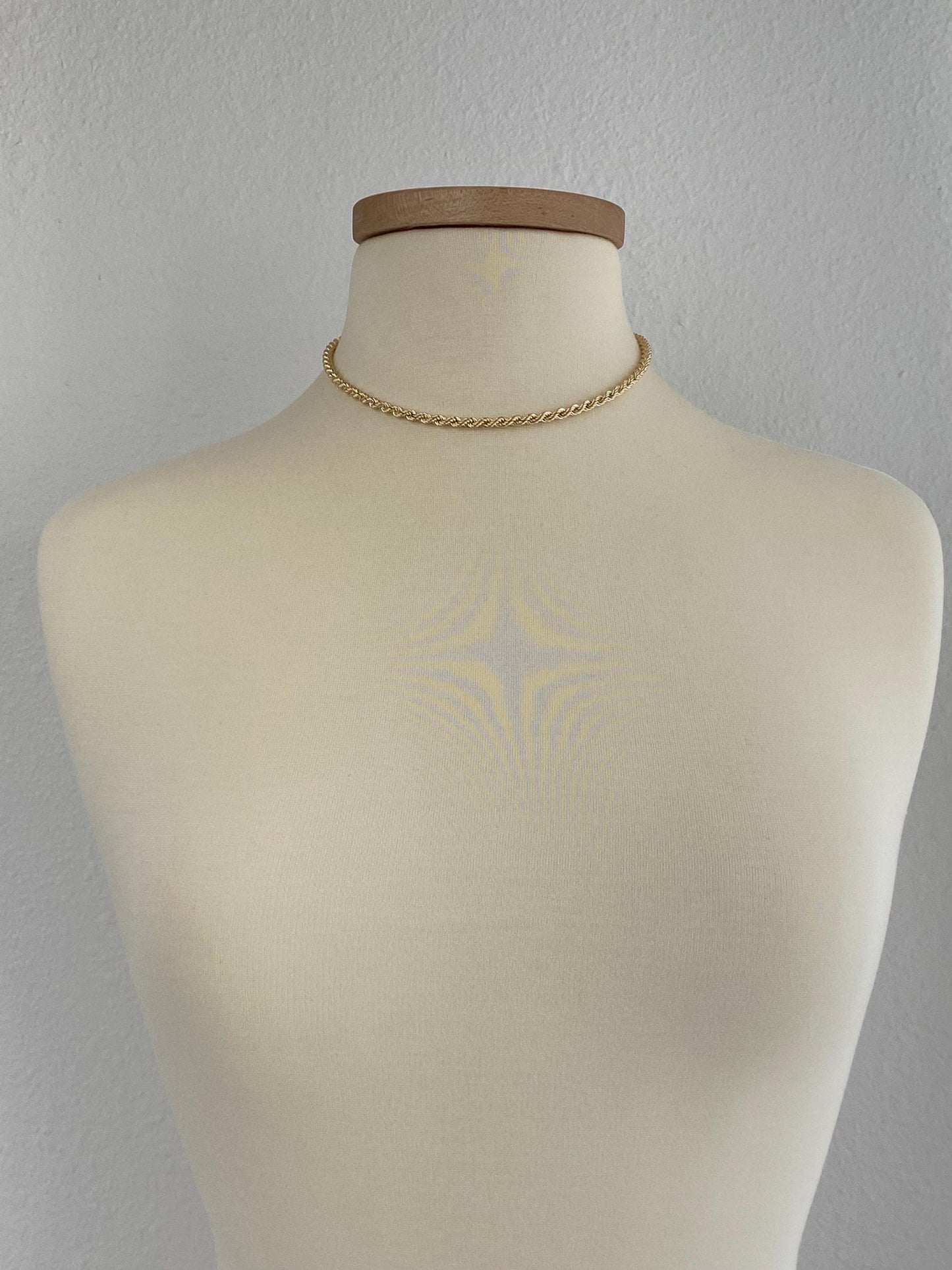 Vintage 14k Yellow Gold Rope Chain Necklace - 16.25 inches