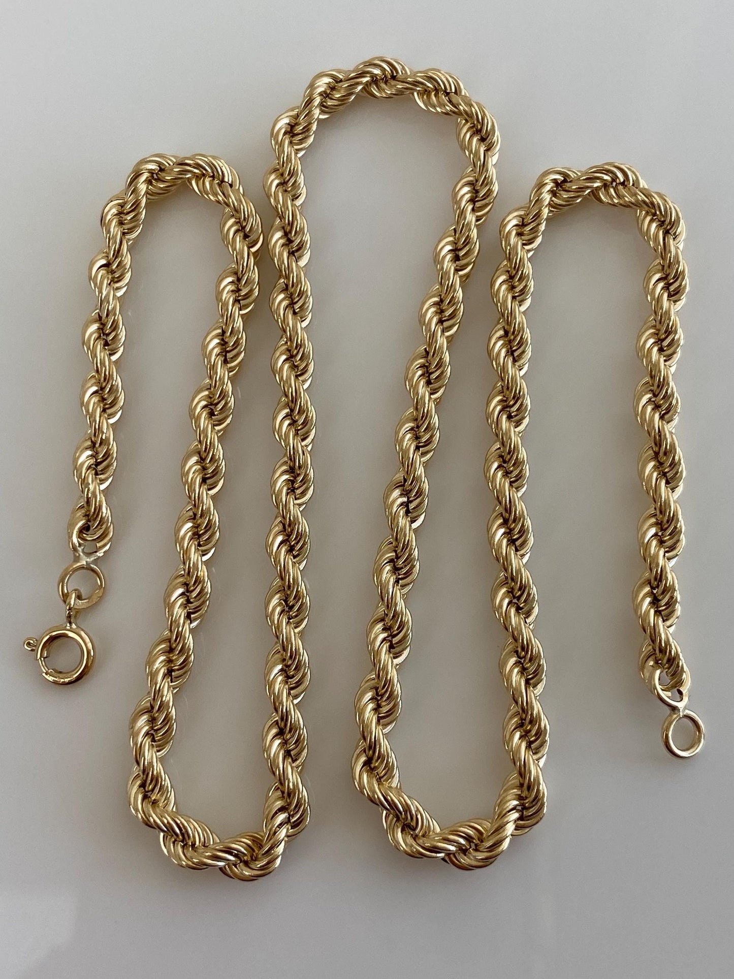 Vintage 14k Yellow Gold Rope Chain Necklace - 16.25 inches