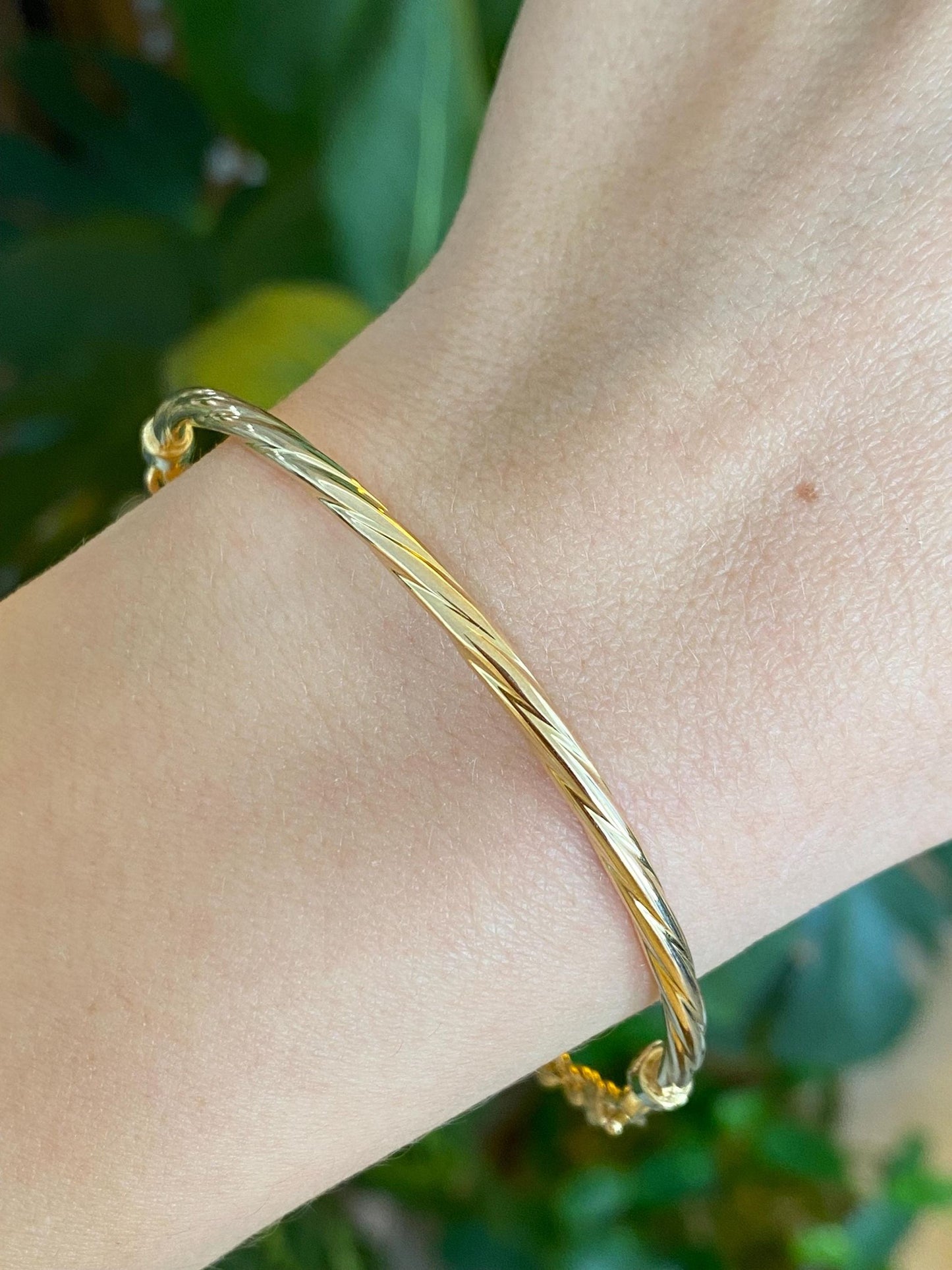 Vintage 14k Yellow Gold Twisted Tube Rope Chain Bracelet - 7 inches