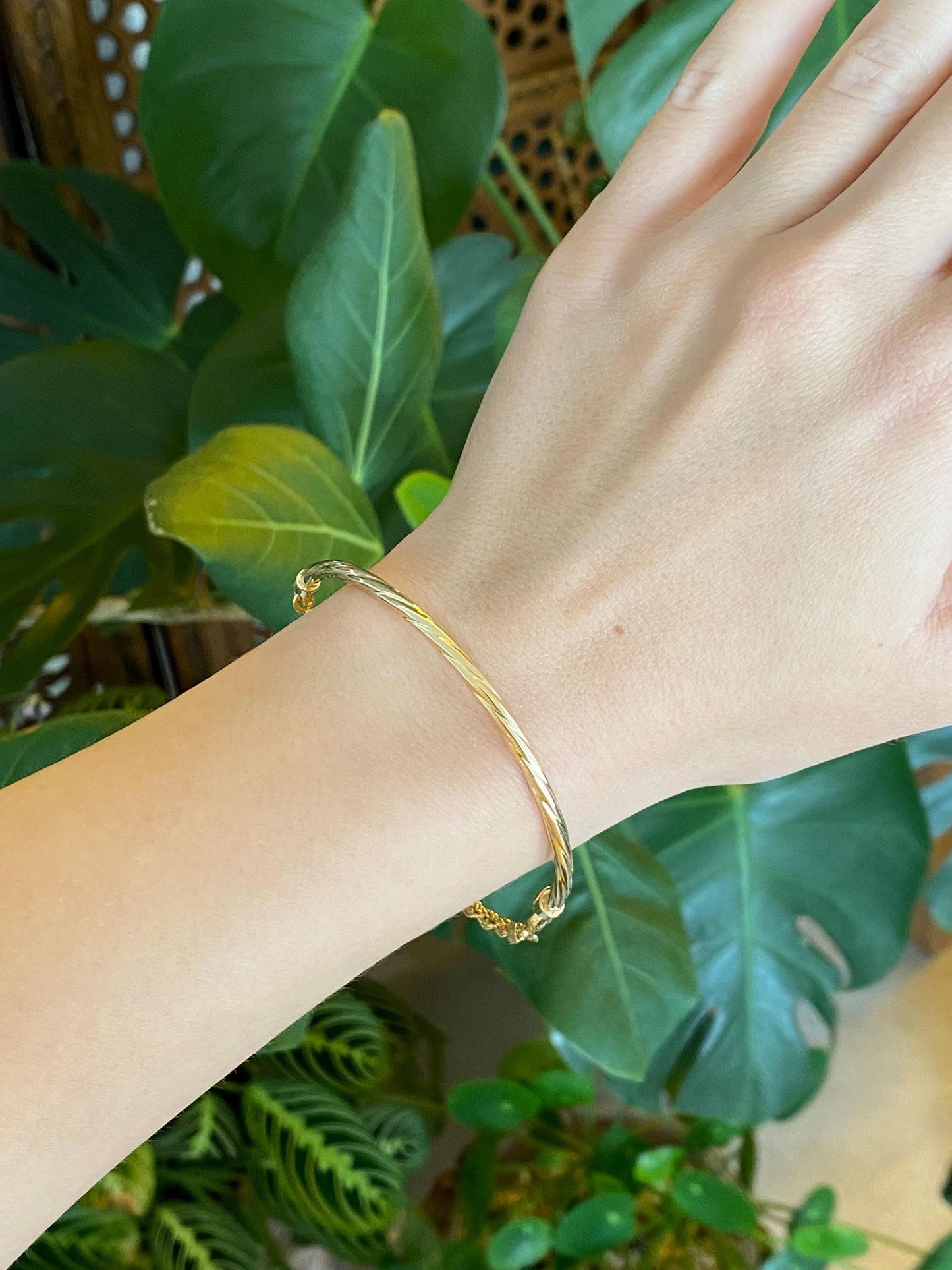 Vintage 14k Yellow Gold Twisted Tube Rope Chain Bracelet - 7 inches