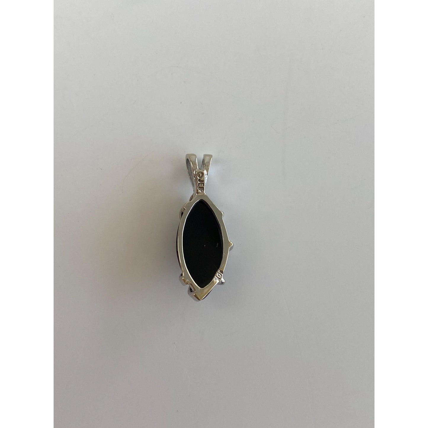 Solid 10k White Gold Clear Sapphire Onyx Charm