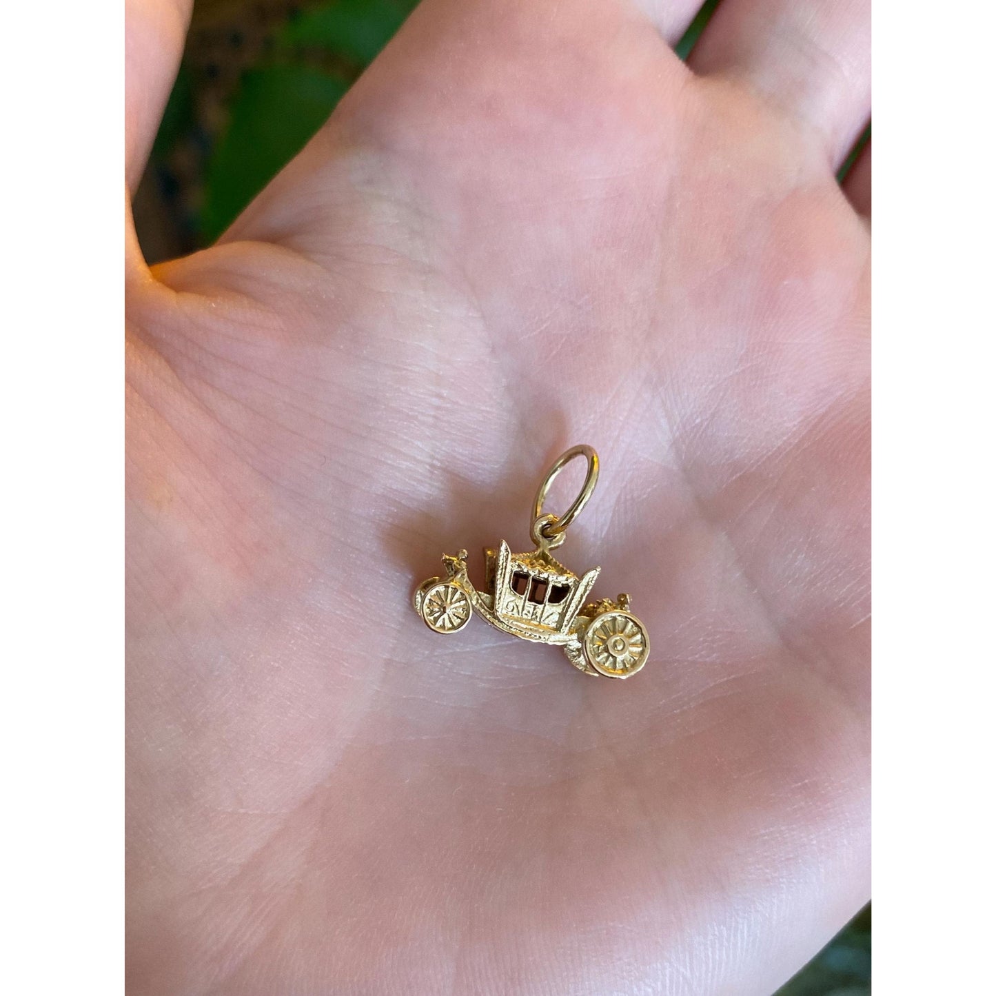 Vintage Solid 14k Yellow Gold Carriage Charm