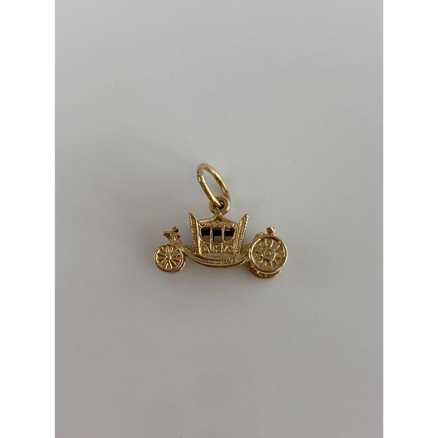 Vintage Solid 14k Yellow Gold Carriage Charm